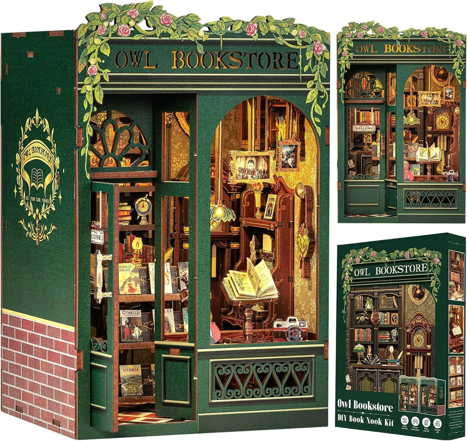 Image of ShoppoStreet DIY Book Nook Kit Miniature House with LED & Dust Cover