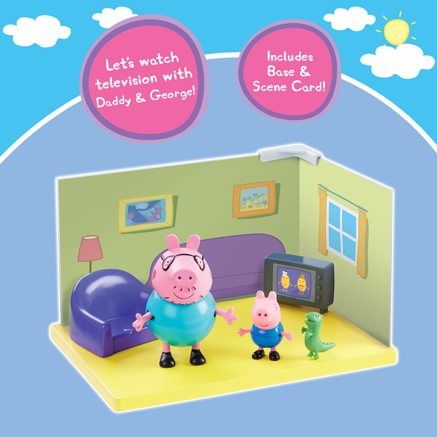 Image of Peppa Pig Living Room Themed Preschool Toy with Daddy Pig and George, Unisex Aged 3+
