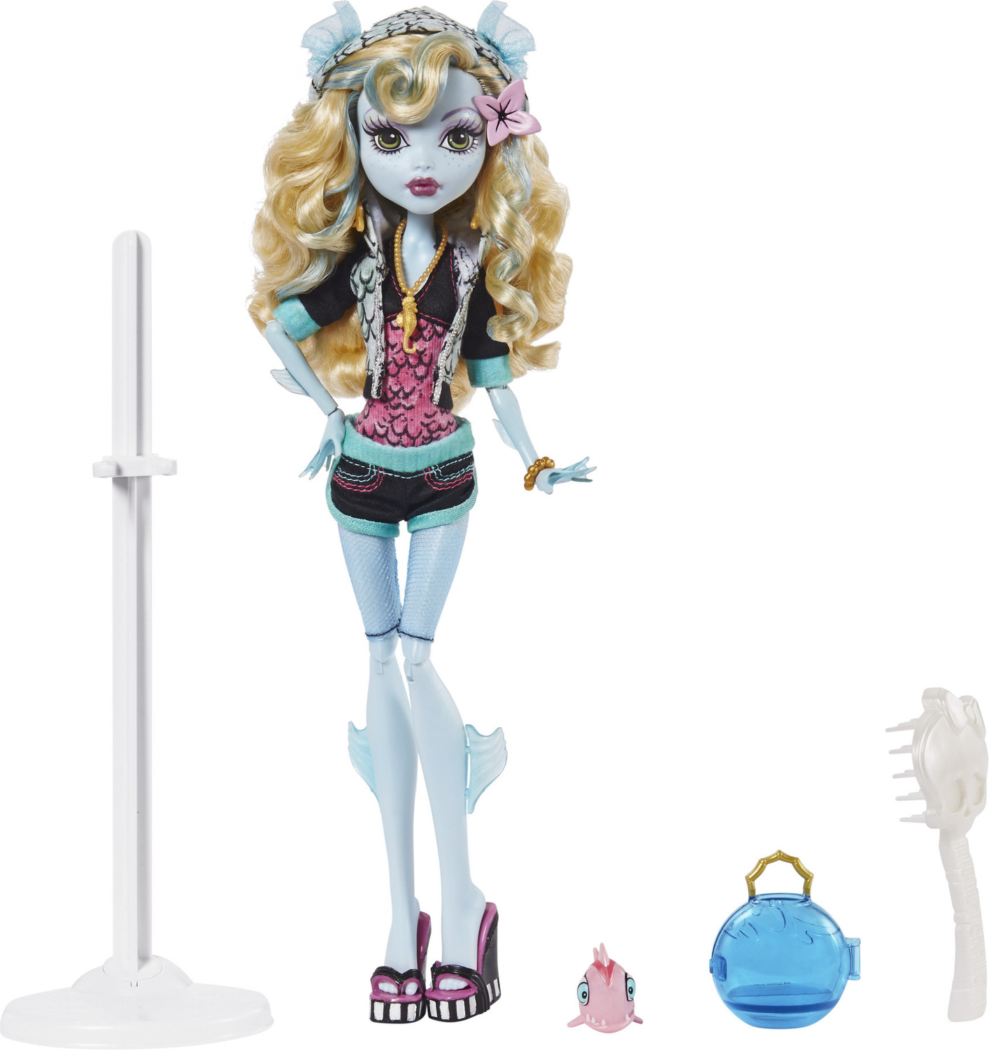 Image of MONSTER HIGH Lagoona Blue Reproduction Doll with Doll Stand & Accessories