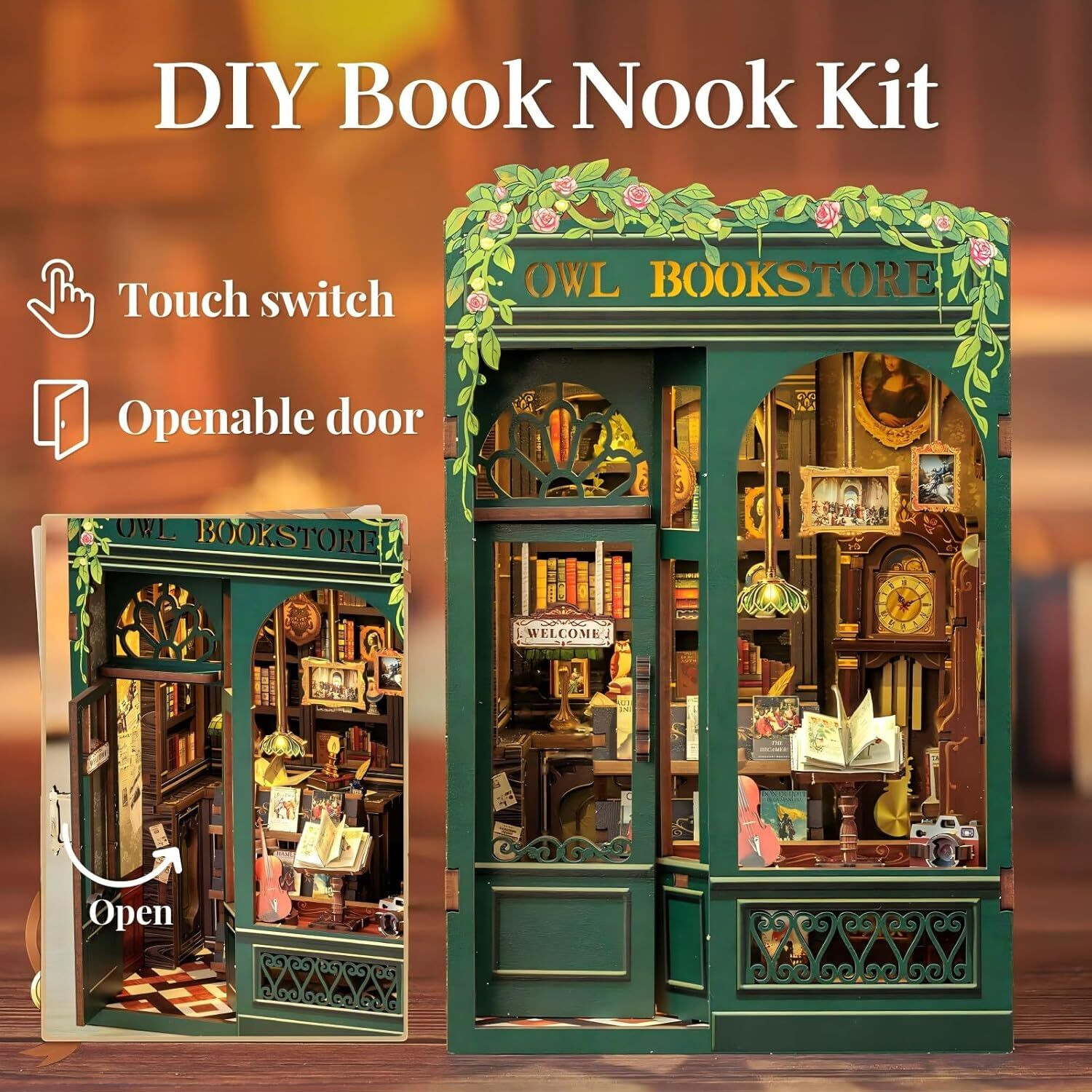 Image of ShoppoStreet DIY Book Nook Kit Miniature House with LED & Dust Cover