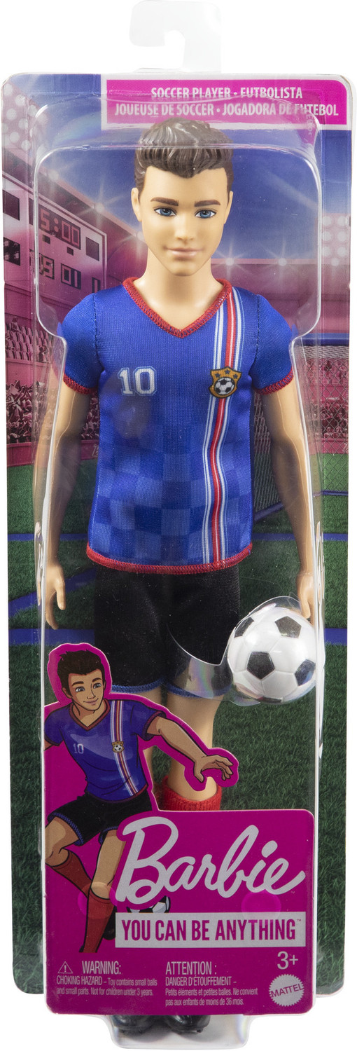 Image of BARBIE Ken Soccer Doll, Cropped Hair, #10 Uniform, Soccer Ball, Cleats, Socks, 3 & Up (Multicolor)