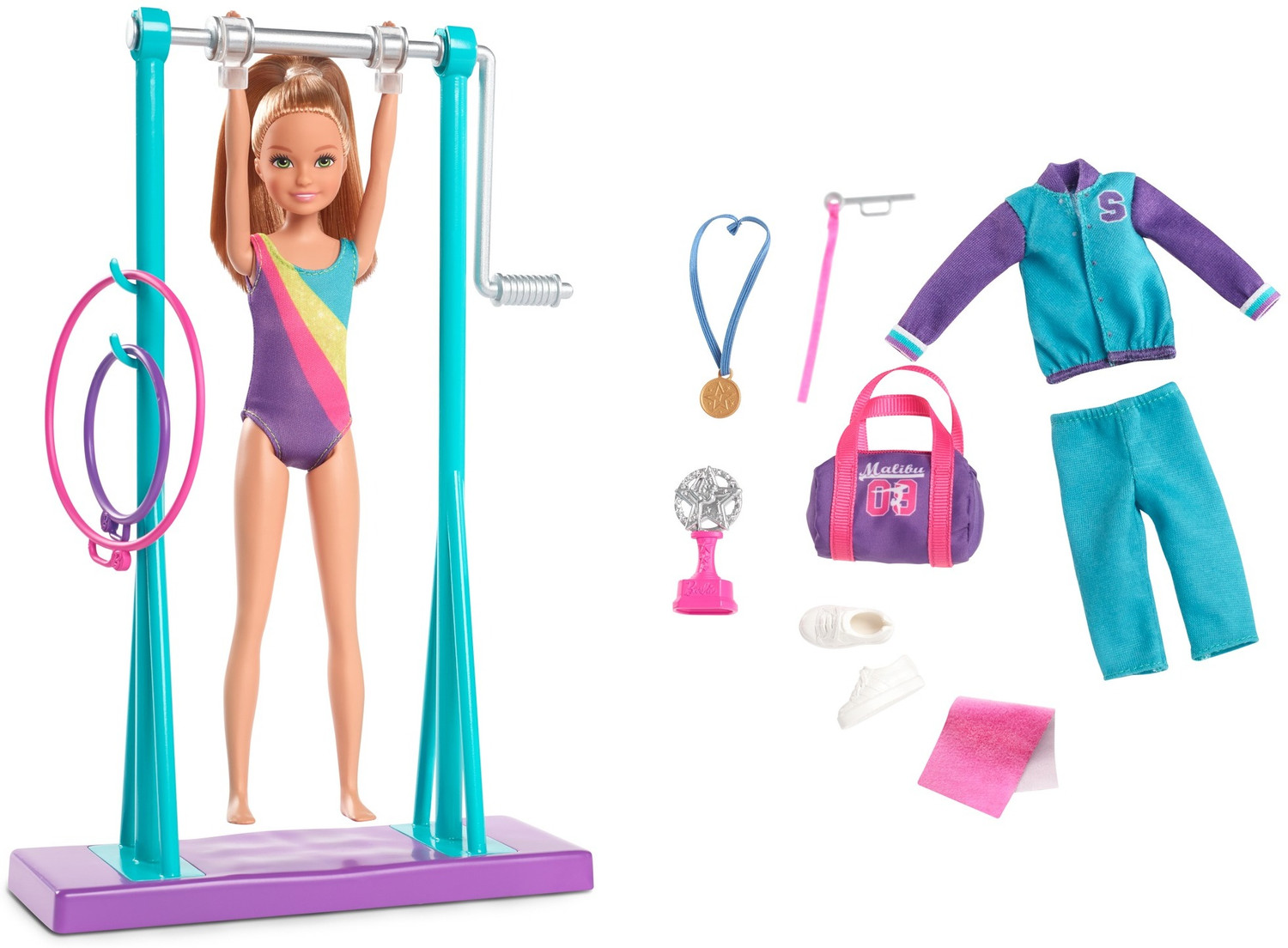 Image of BARBIE Team Stacie Doll and Gymnastics Playset with Spinning Bar
