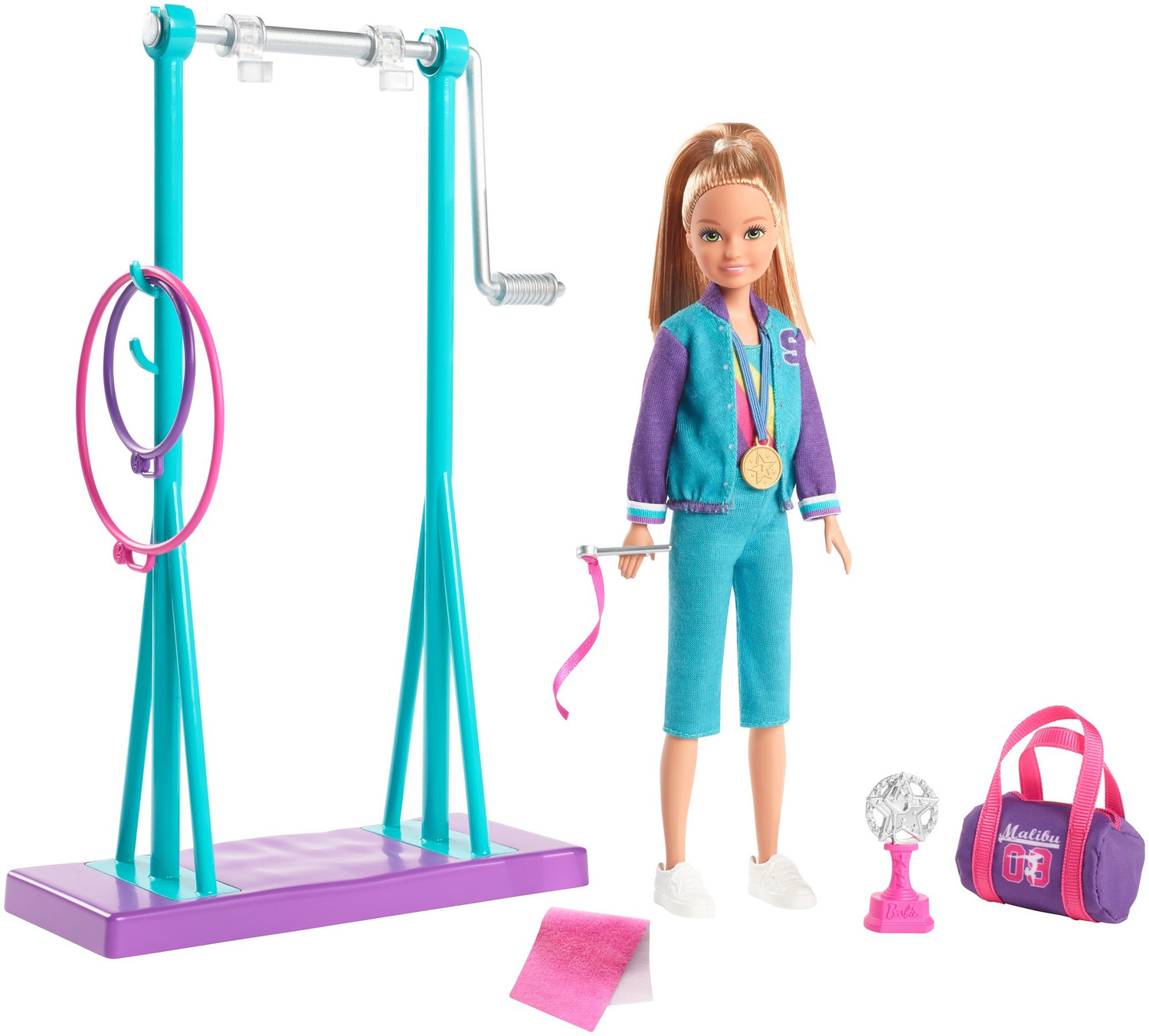 Image of BARBIE Team Stacie Doll and Gymnastics Playset with Spinning Bar