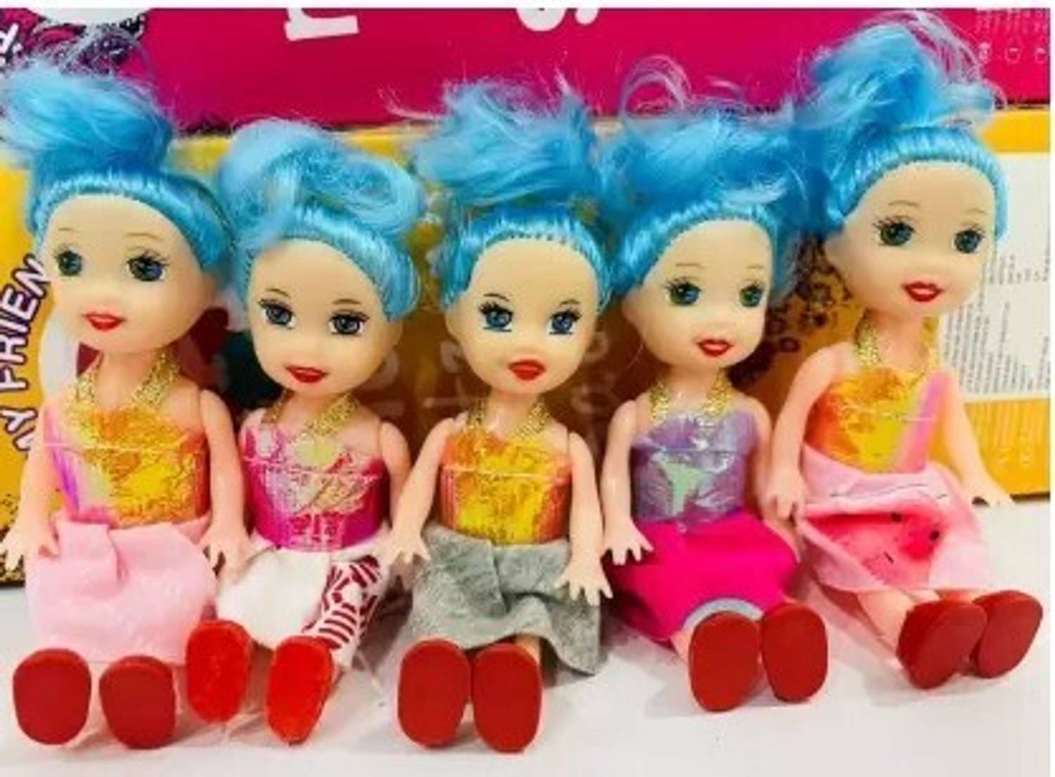 AKFLICKS Mini Doll with Colorful Clothes Costume(Pack of 10 Doll ) (Multicolor)