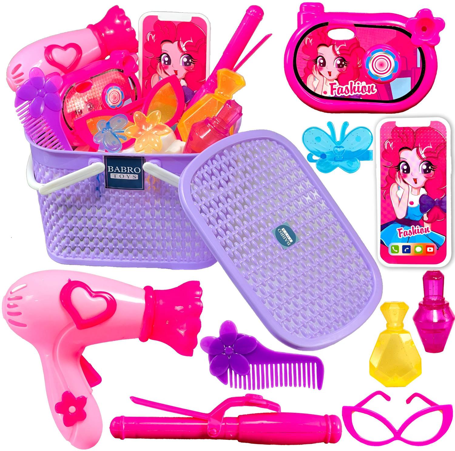 BABRO - Dolls Accessories Set for Girls with Bucket, and Extra Dolls Accessories