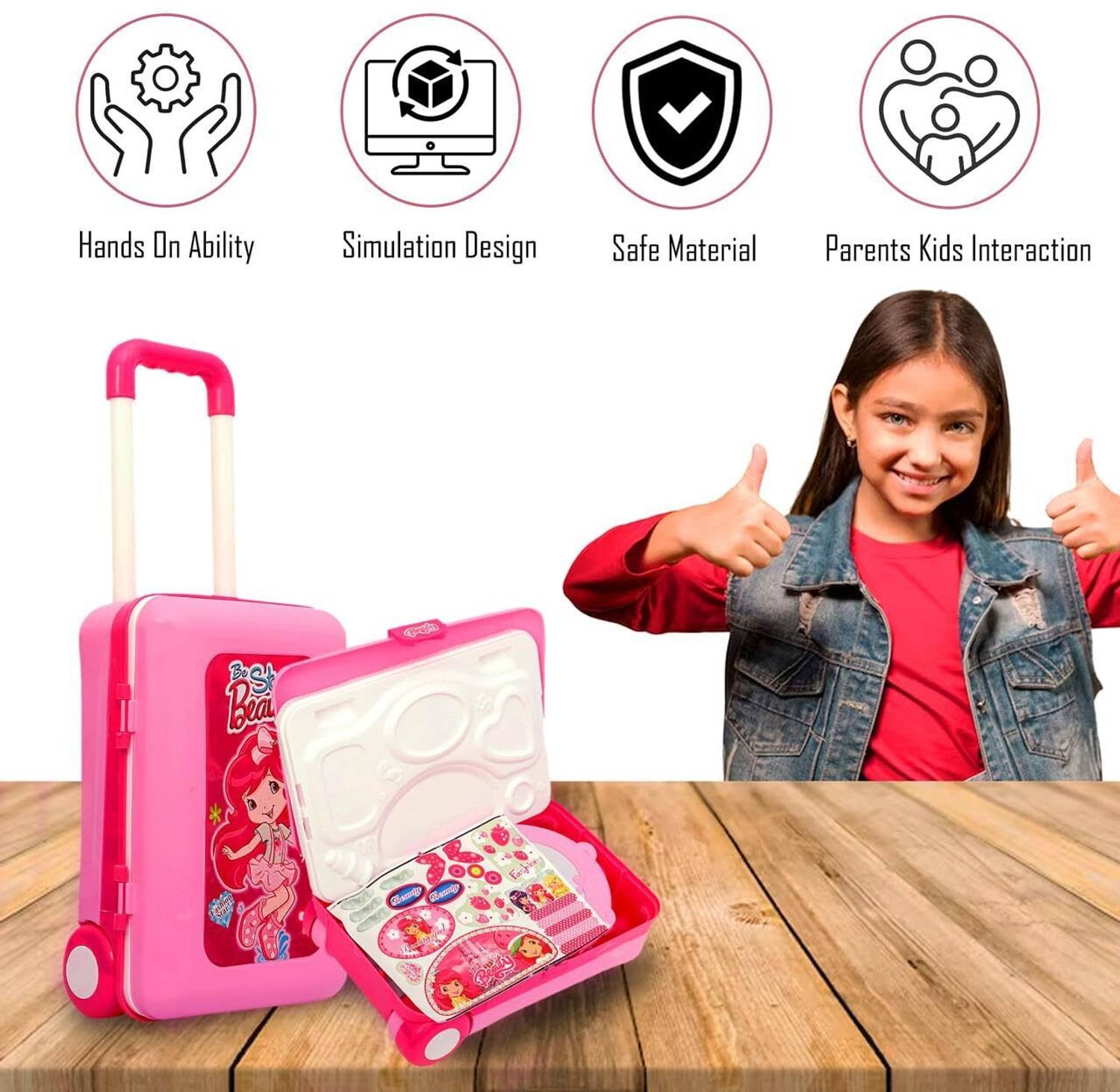 NIYAMAT 2 in 1 Fashion Makeup Beauty Set Trolley - Multicolour