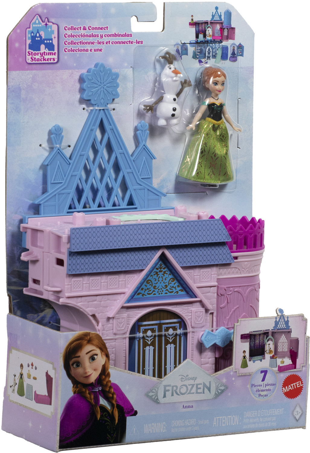 Image of Disney Frozen Storytime Stackers Playset, Annas Arendelle Castle Dollhouse with Small Doll