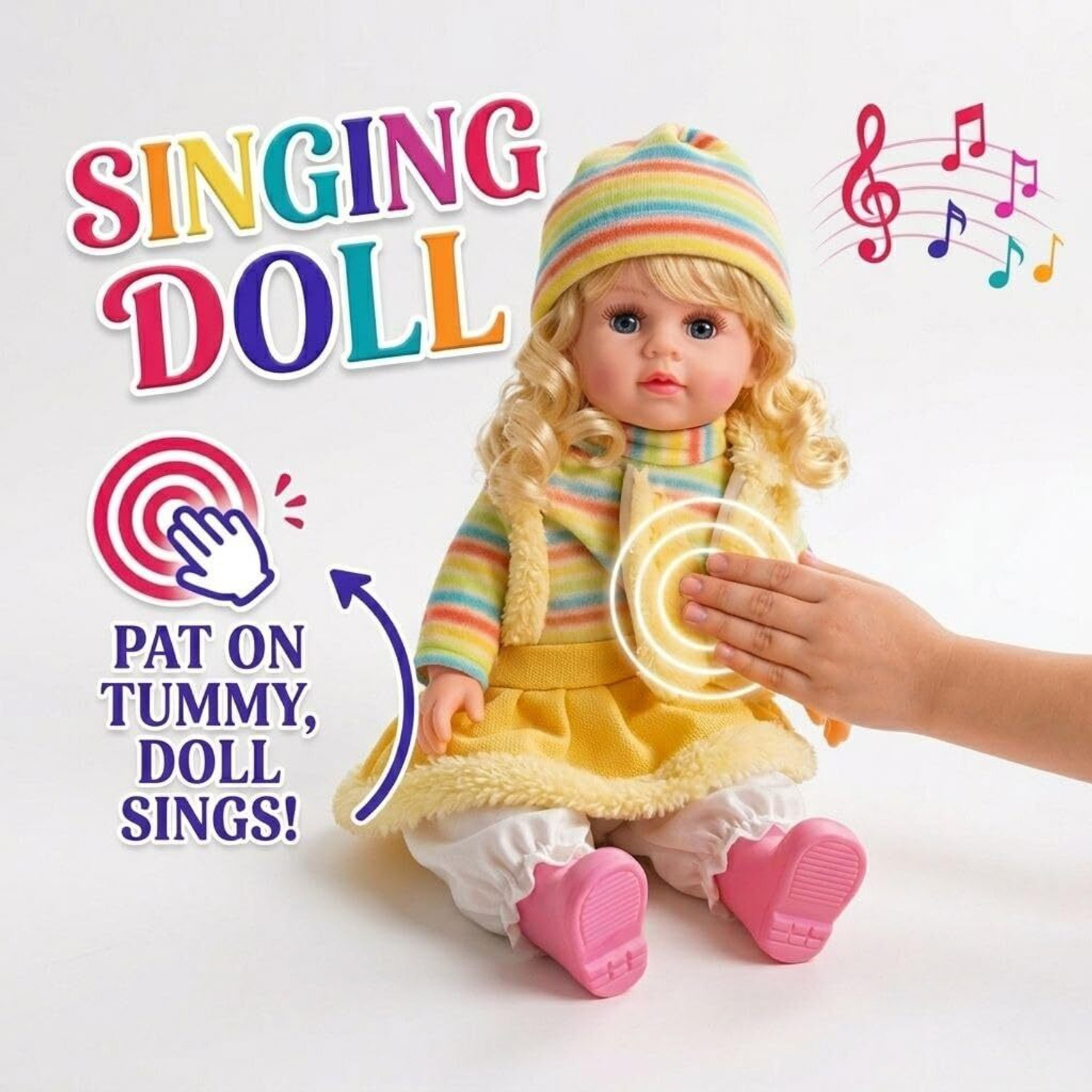 Image of Wubliq Musical Singing Baby Doll with Soft Plush Fabric and Interactive Tummy Button