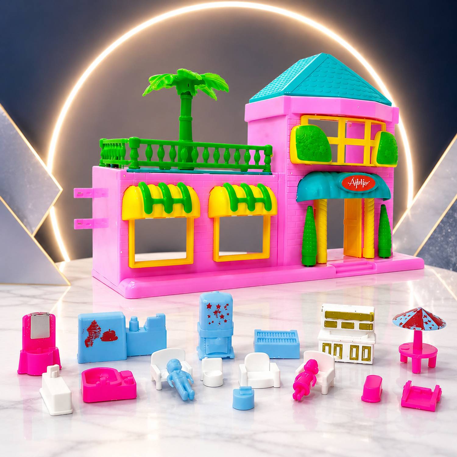Buddynjoy Funny Doll House DIY Playset with Mini Furniture, Lights & Rooms For Kids