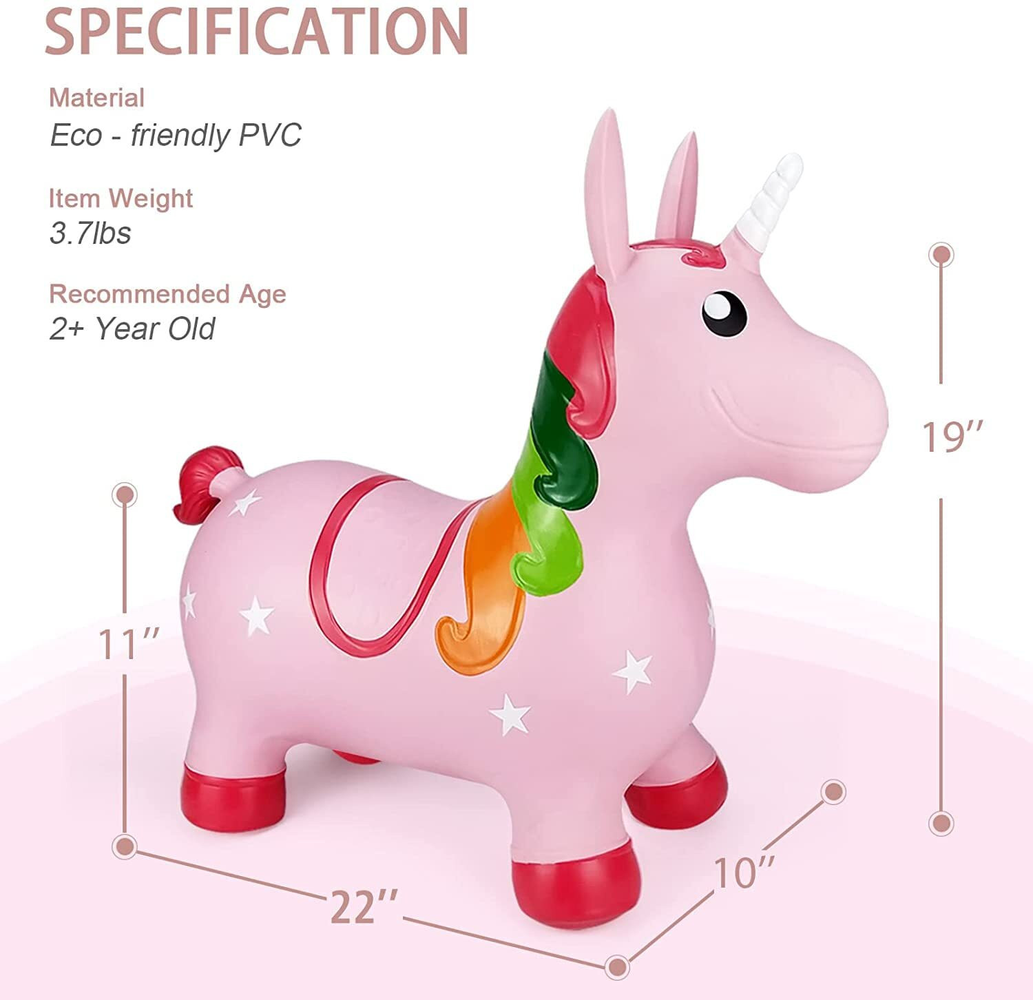Image of Dwiza Enterprise Jumping & Riding Unicorn Bouncing Hopper Animal Toy for Kids Hoppers & Bouncer Inflatable Inflatable Toy Pump