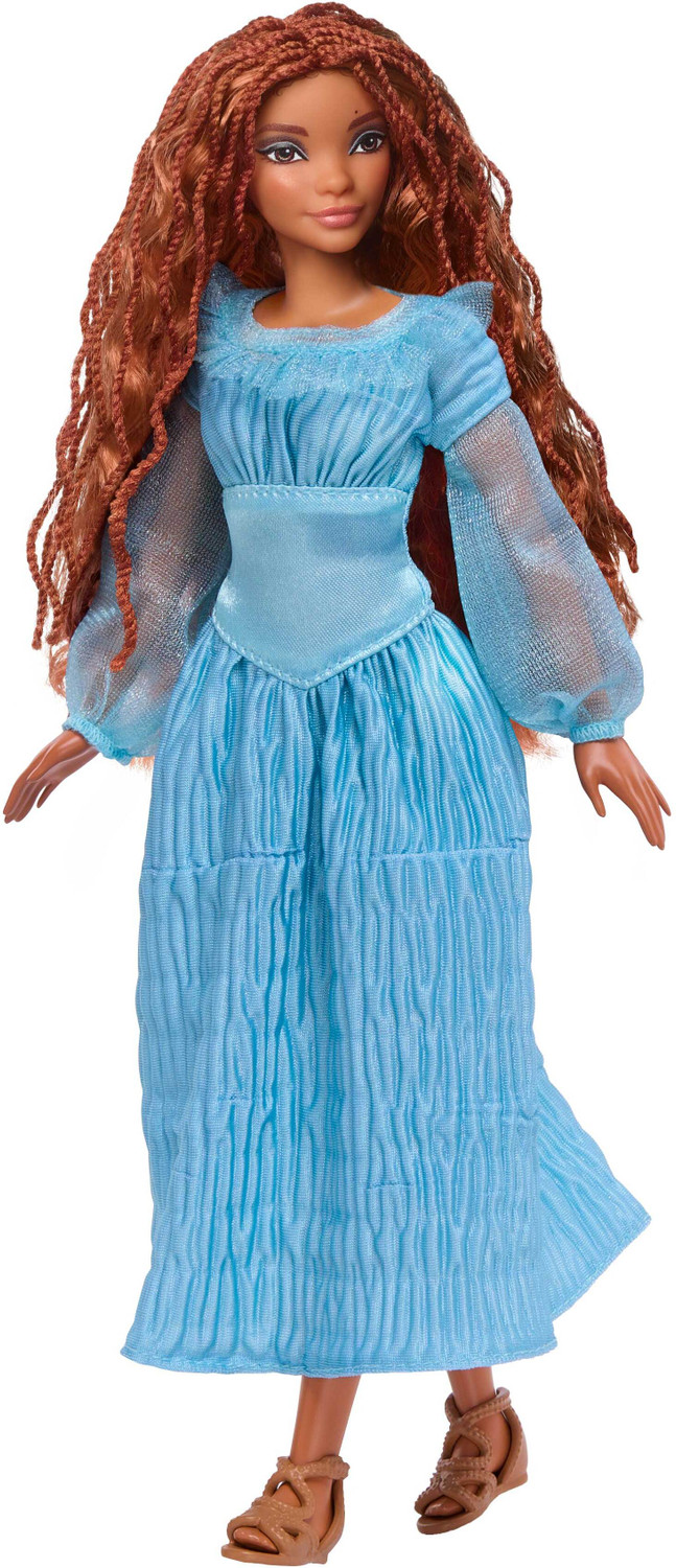 Image of Disney The Little Mermaid Ariel Fashion Doll on Land in Signature Blue Dress