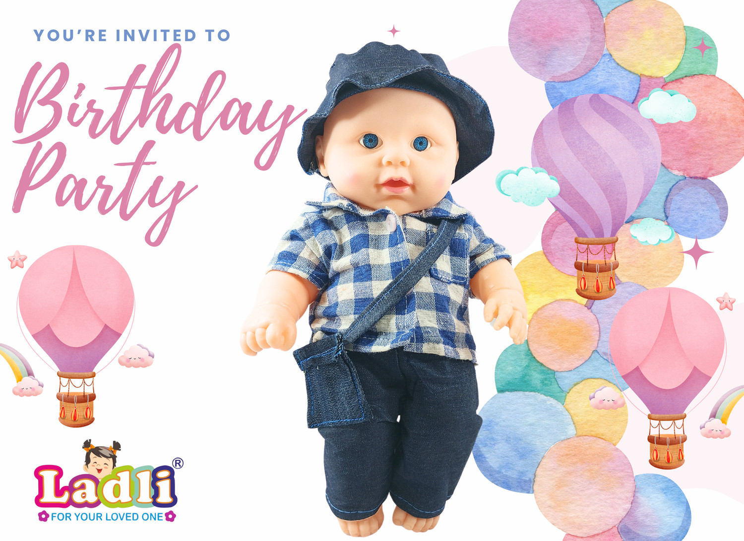 Image of Ladli Real Looking Soft Doll for Kids Toy for Kids in Blue Dress Rotatable Arms & Legs