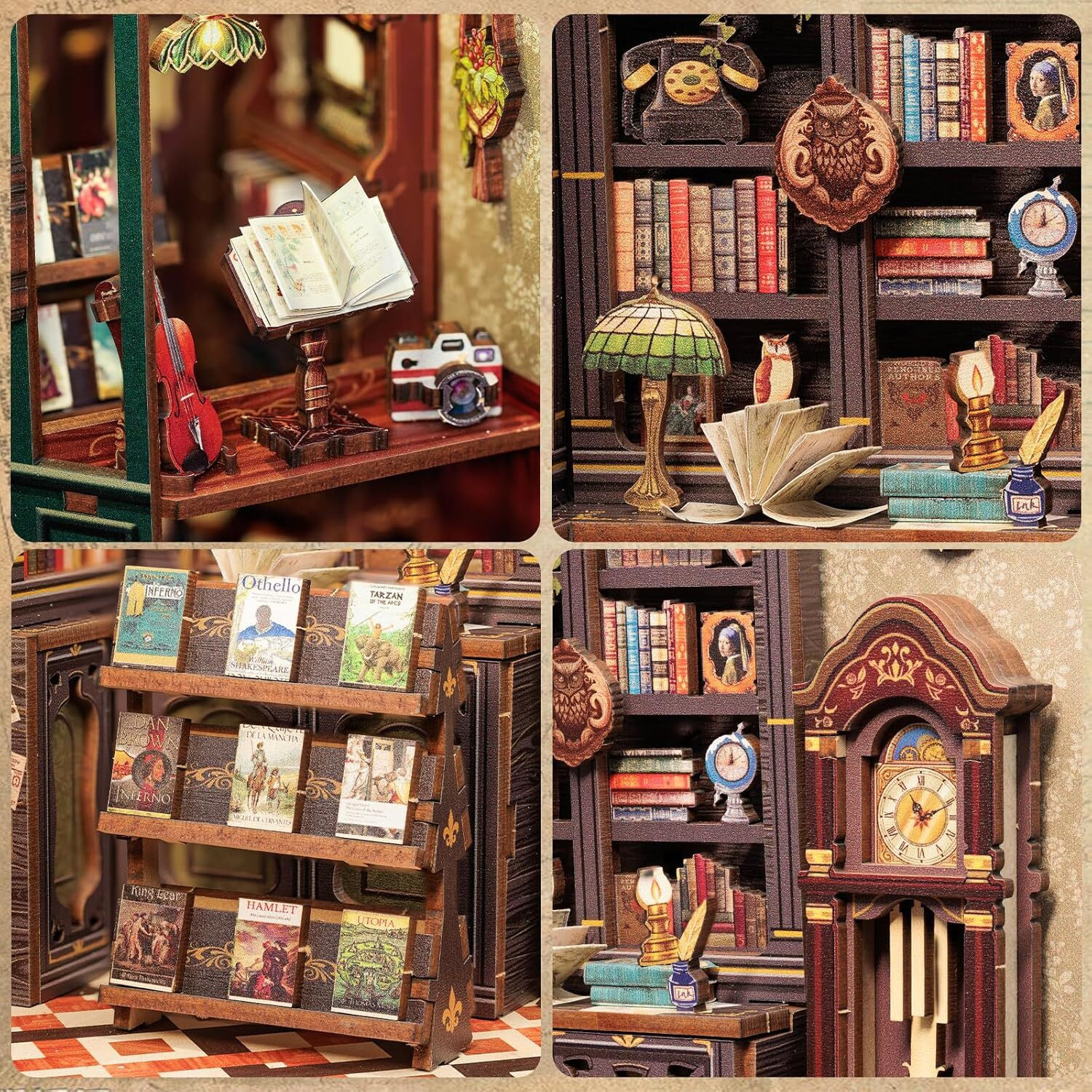 Image of ShoppoStreet DIY Book Nook Kit Miniature House with LED & Dust Cover