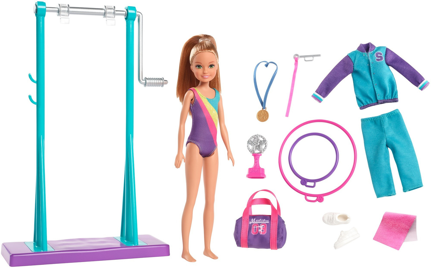 Image of BARBIE Team Stacie Doll and Gymnastics Playset with Spinning Bar