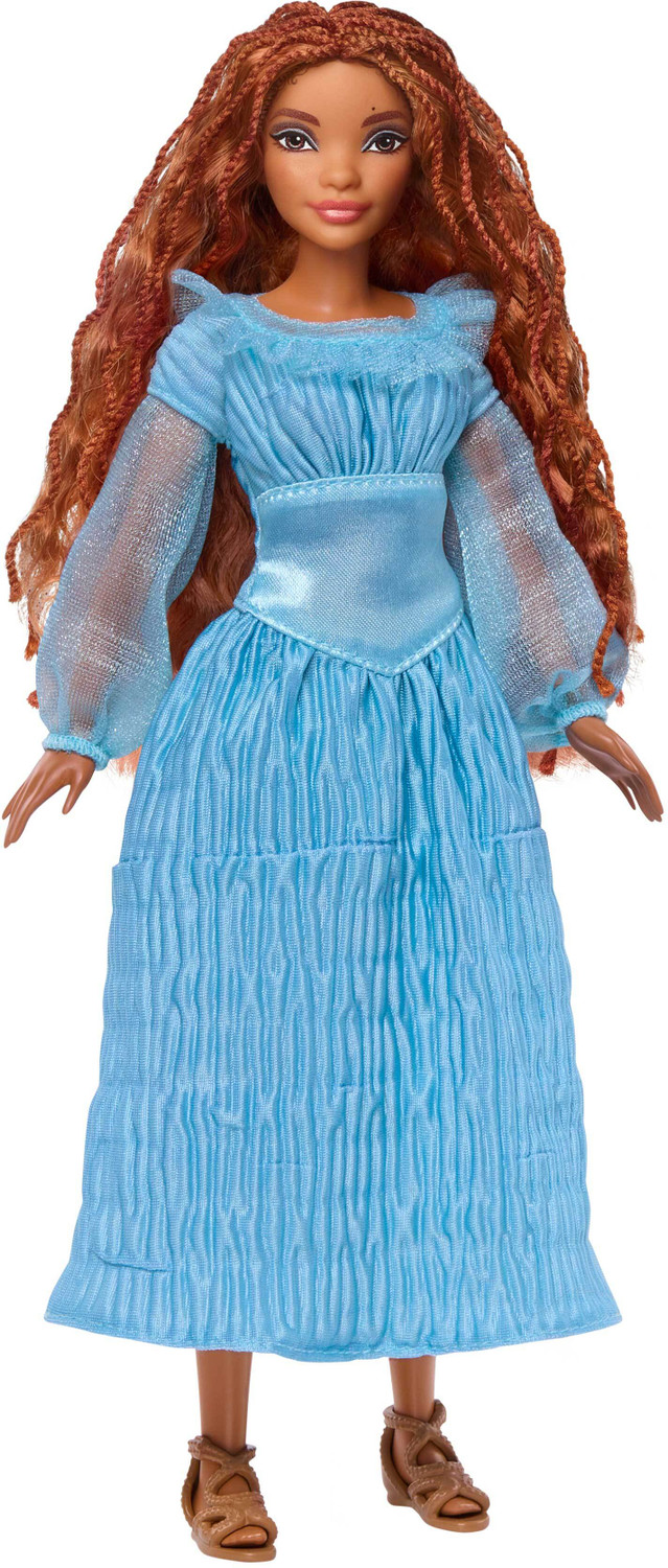 Image of Disney The Little Mermaid Ariel Fashion Doll on Land in Signature Blue Dress