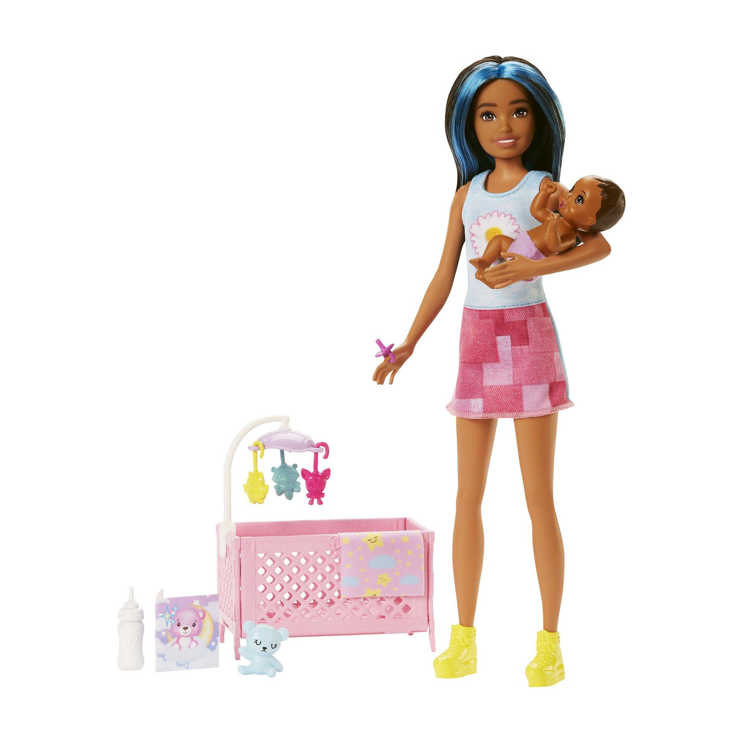 Image of BARBIE Doll and Accessories, Crib Playset with Latina Doll & Accessories