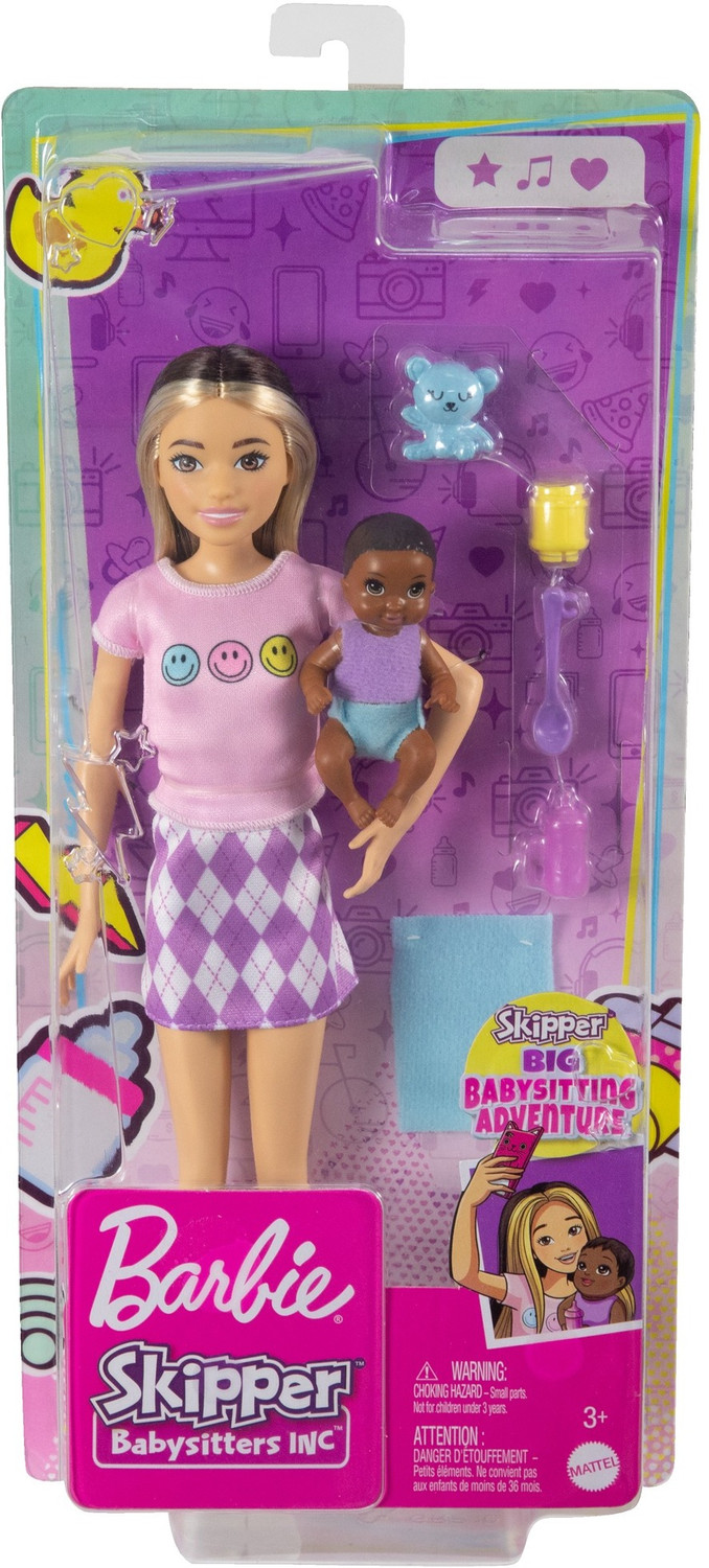 Image of BARBIE Dolls and Accessories, Skipper Doll (Two-Tone Hair) with Baby Figure