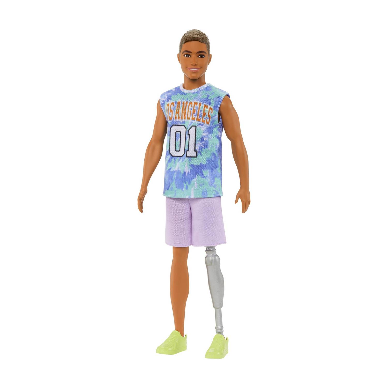 BARBIE Ken Fashionistas Doll212 with Prosthetic Leg, Wearing Los Angeles Jersey