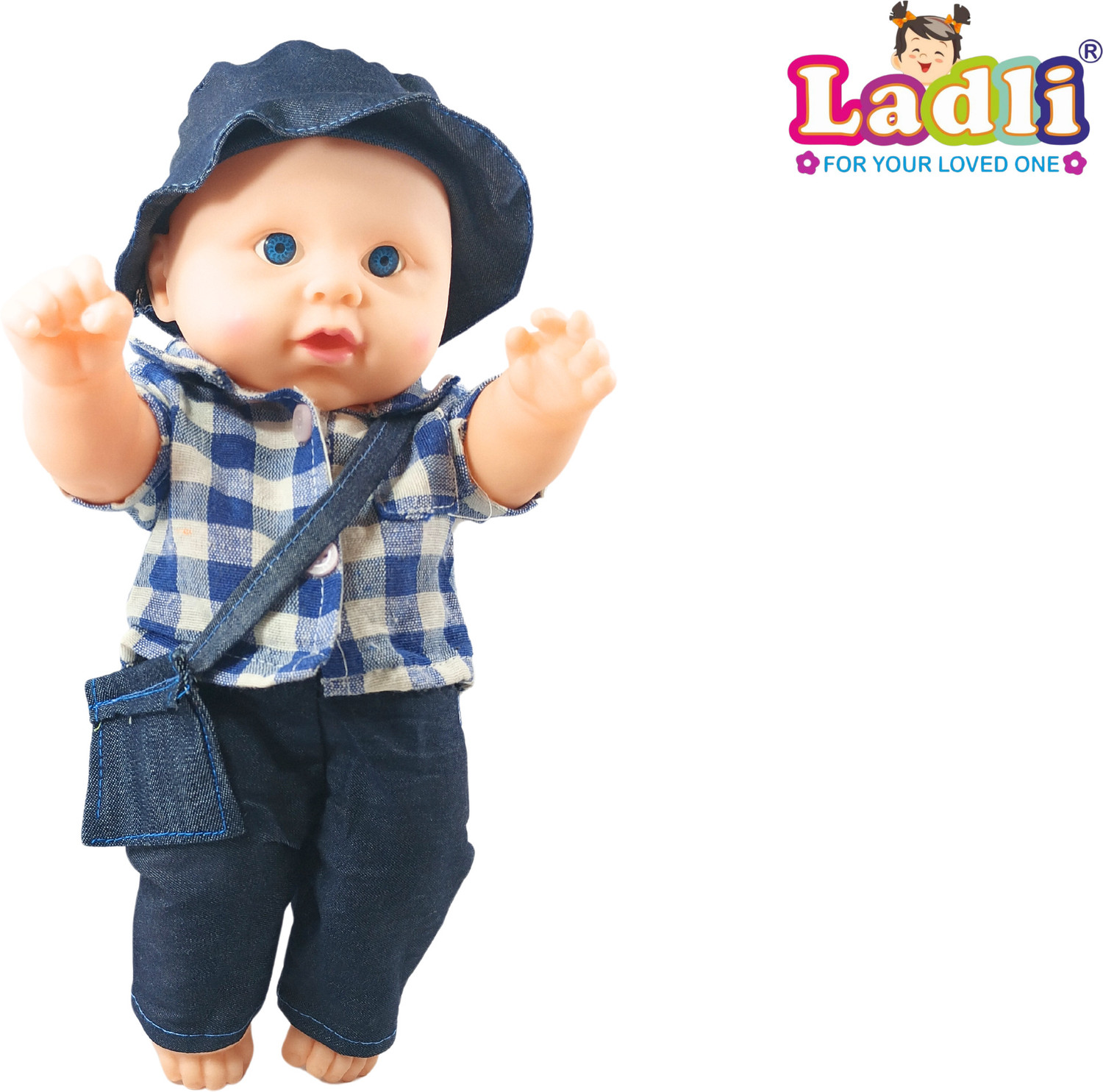 Image of Ladli Real Looking Soft Doll for Kids Toy for Kids in Blue Dress Rotatable Arms & Legs