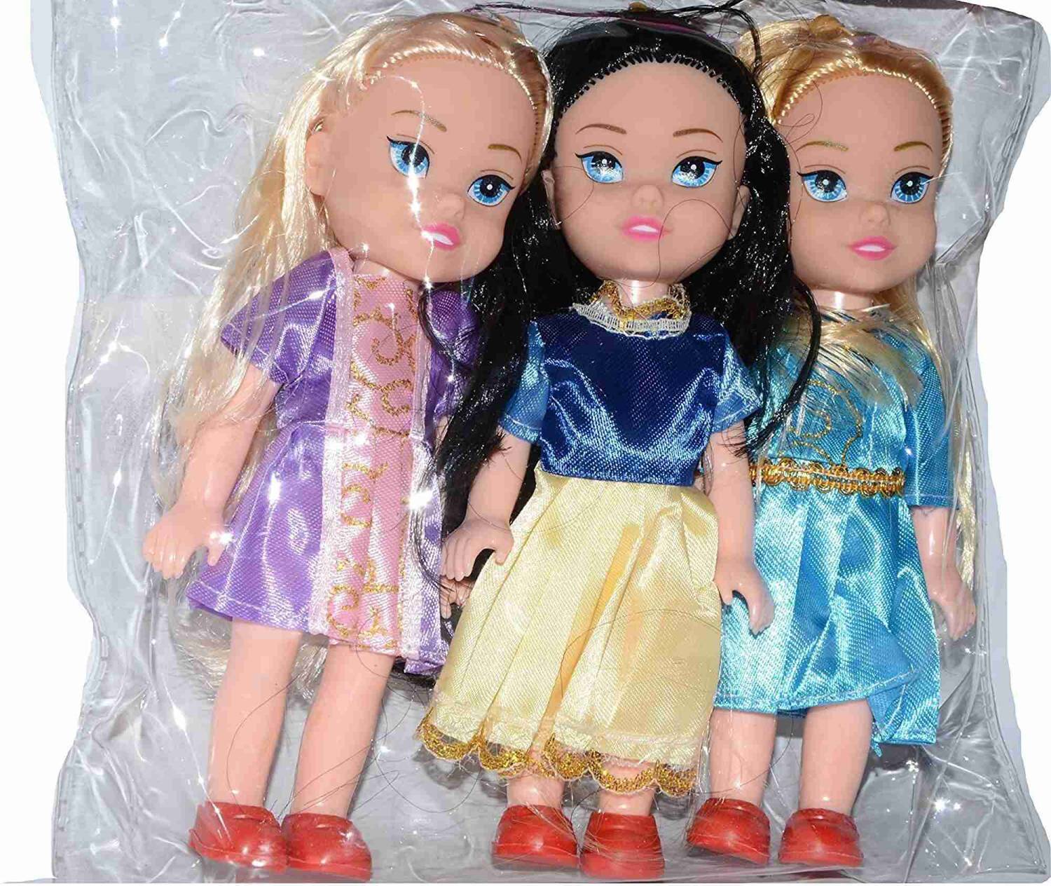 AKANSHA Small Baby Triplet Girl Sisters Long Hair Doll for Kids, Toddlers, Boys, Girls