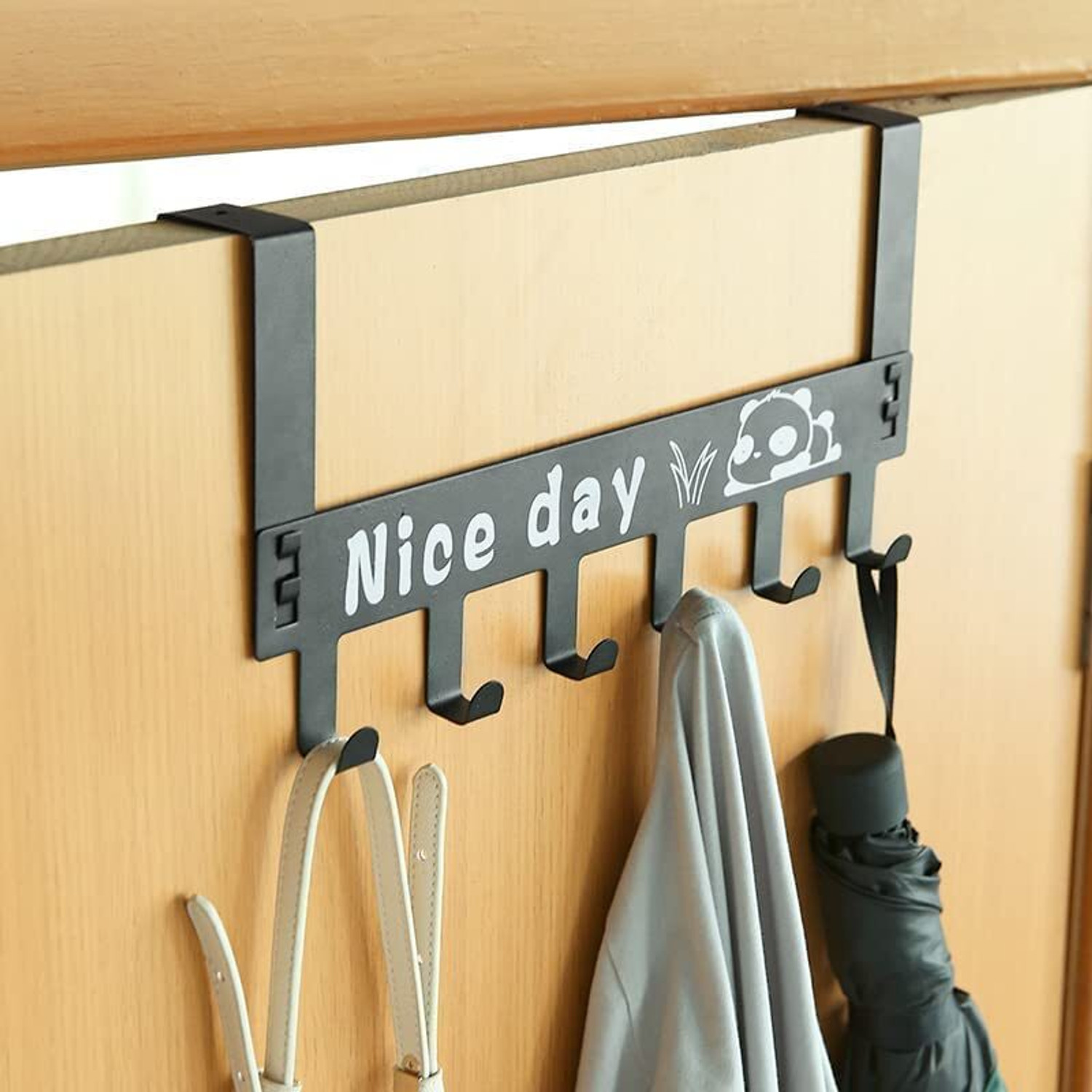 Image of KESOL Metal Over-the-Door Hook Rack - 6 Hooks for Hanging Clothes, Towels & Bags Steel Shirt Pack of 2 Hangers For Shirt