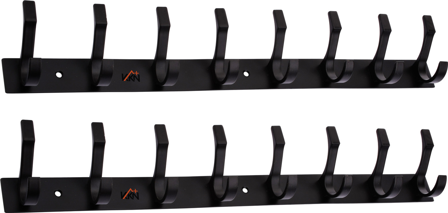 Image of SMW Stainless Steel Premium Dual Edge -8 PIN Black Cloth Hanger / Wall Hook / H Door Hanger