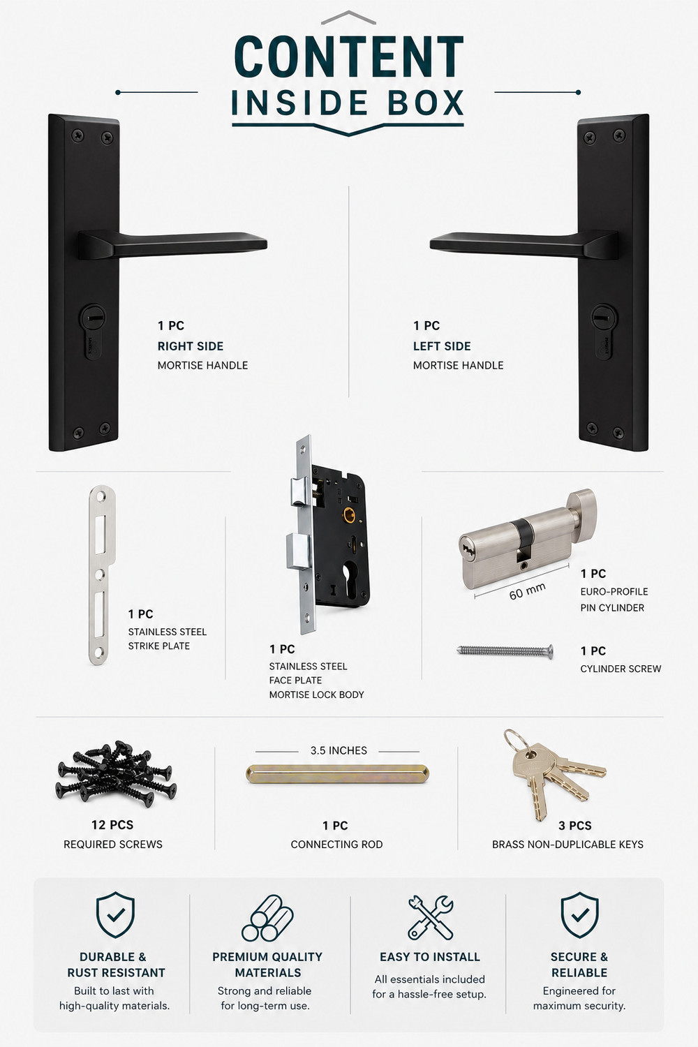 Image of DOOR TOUCH Steel, Brass Matte Handlesets