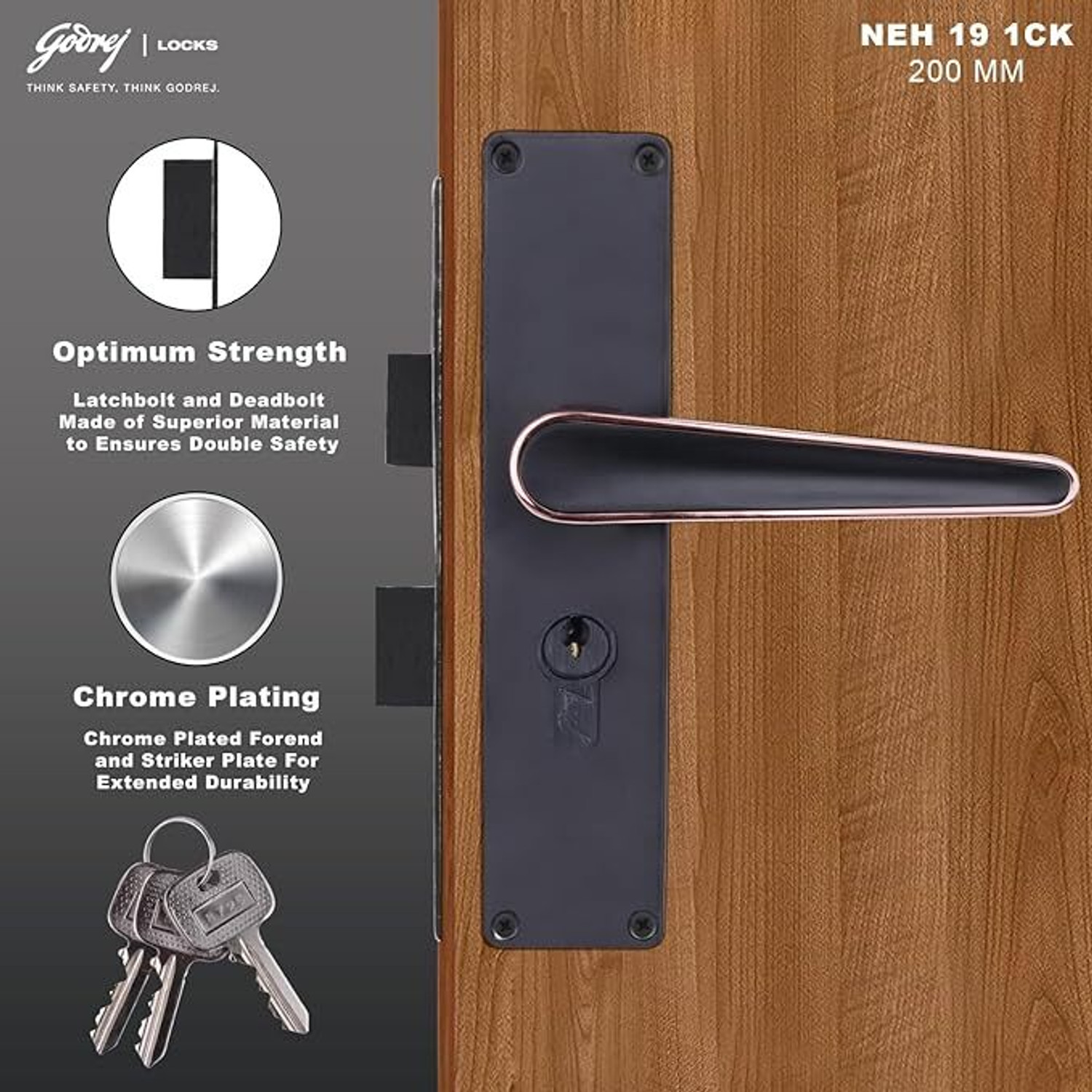 Image of Godrej Locks Steel Matte Handlesets