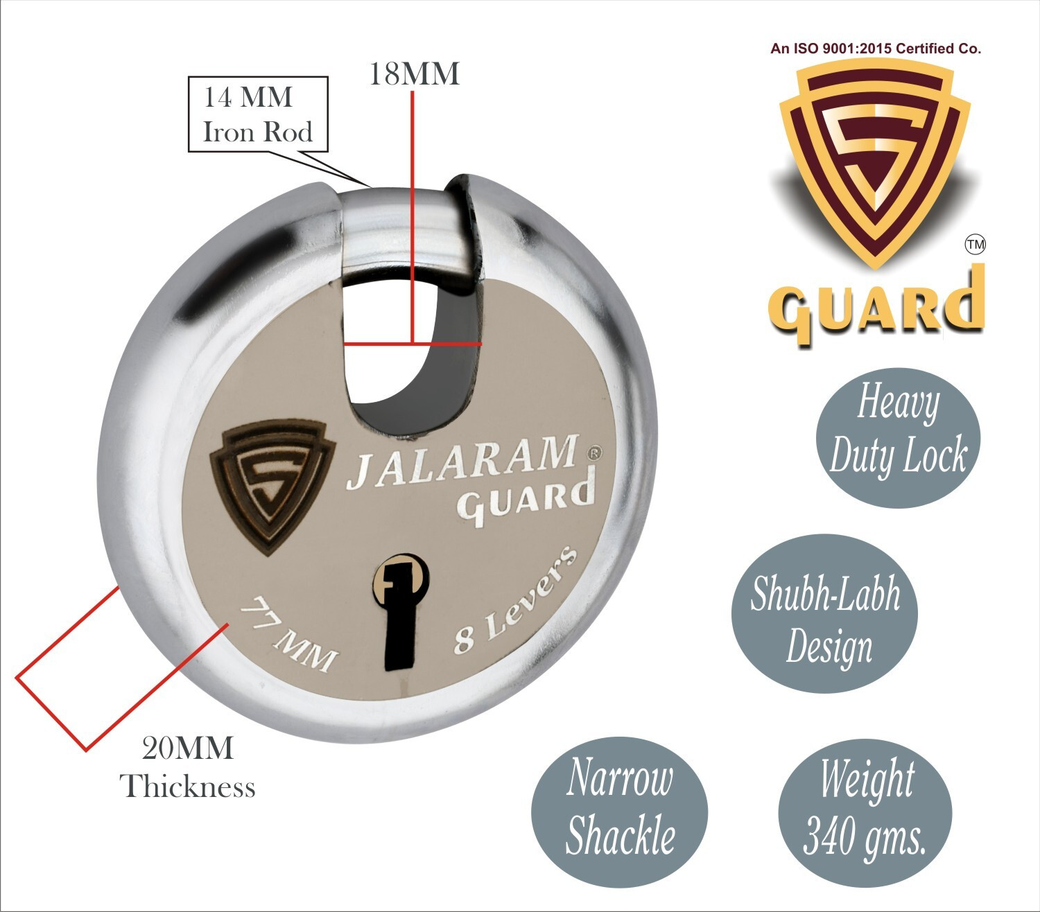 Image of S-Guard Shutter Locks for Door,Offices,Truck, Gate,77MM-65MM Heavy Duty Combo of 2 doors Padlock