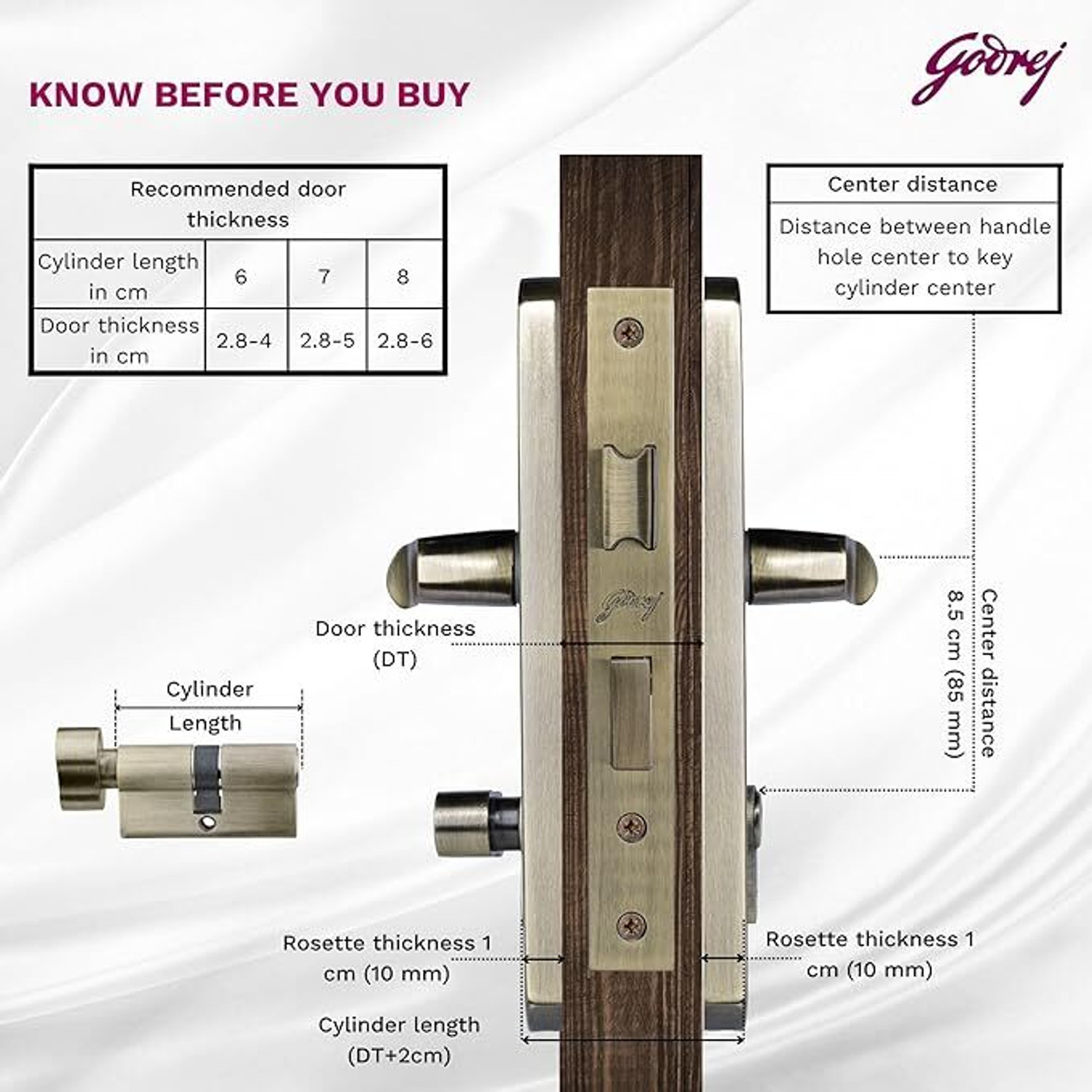 Image of Godrej Locks Brass Luster Handlesets