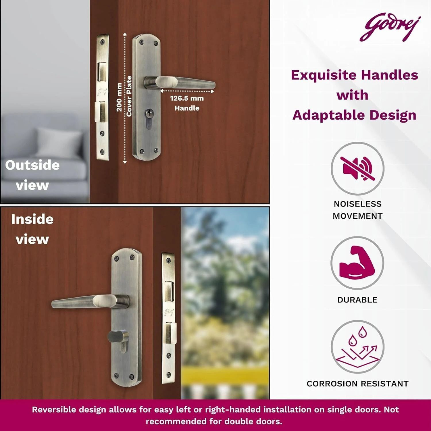 Image of Godrej Locks Brass Luster Handlesets