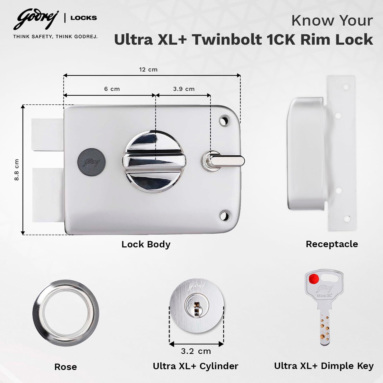Image of Godrej Steel Glossy Deadbolts