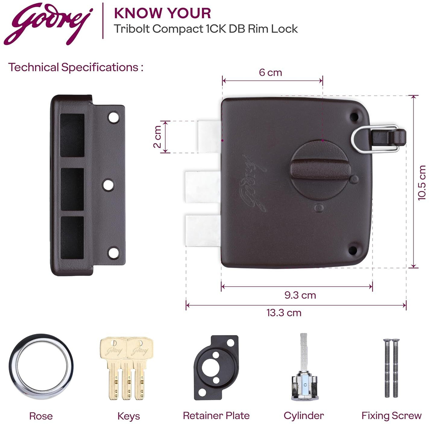 Image of Godrej Locks Steel Polished Deadbolts