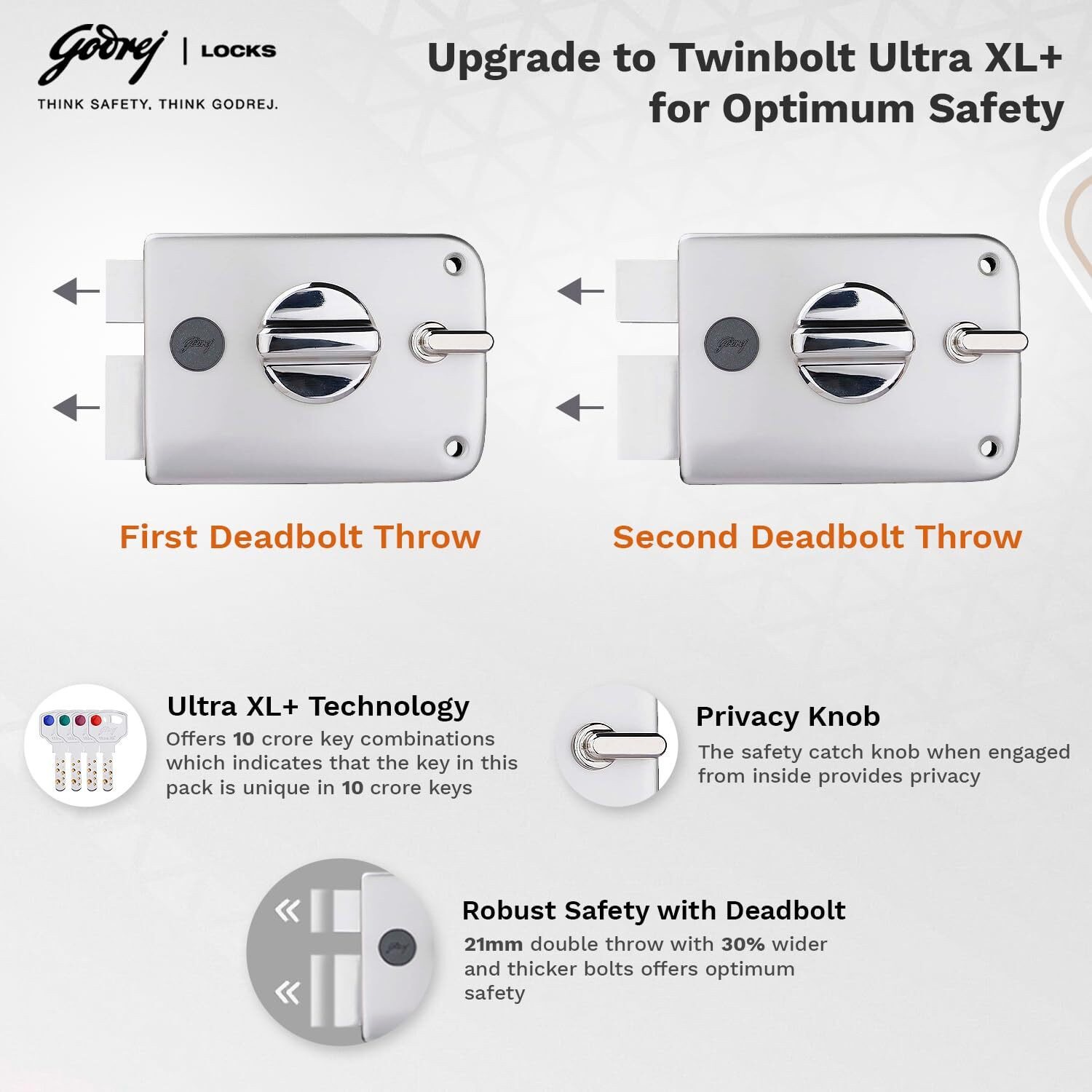 Image of Godrej Steel Glossy Deadbolts