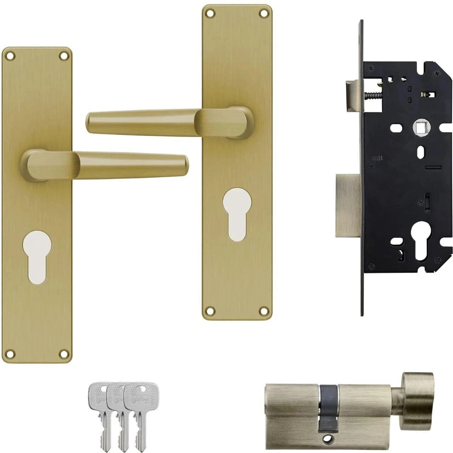Image of Godrej Locks Brass Luster Handlesets