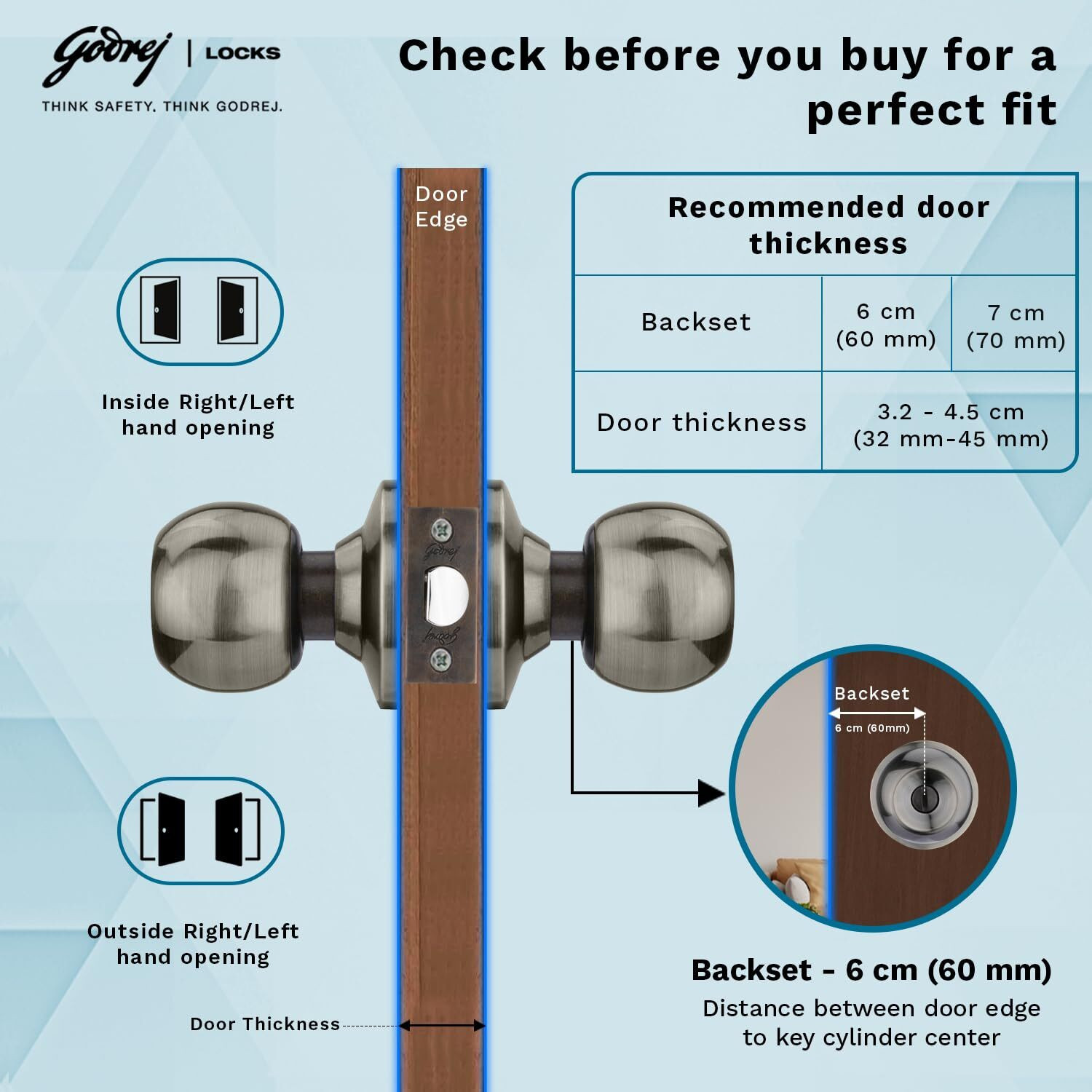 Image of Godrej Locks 5806 - Classic Cylindrical Lock (Keyless) Lock