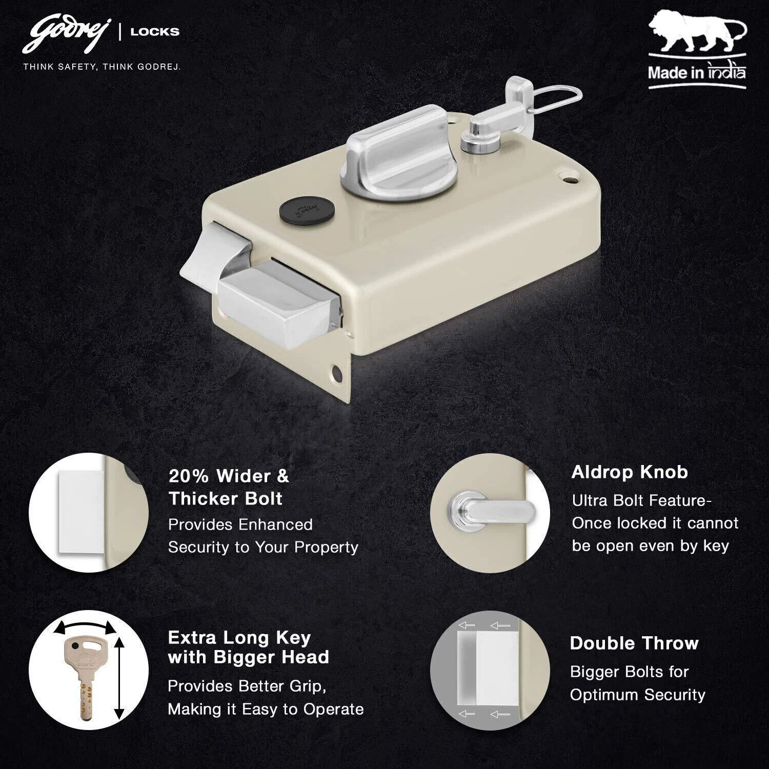 Image of Godrej Locks Steel Glossy Deadbolts
