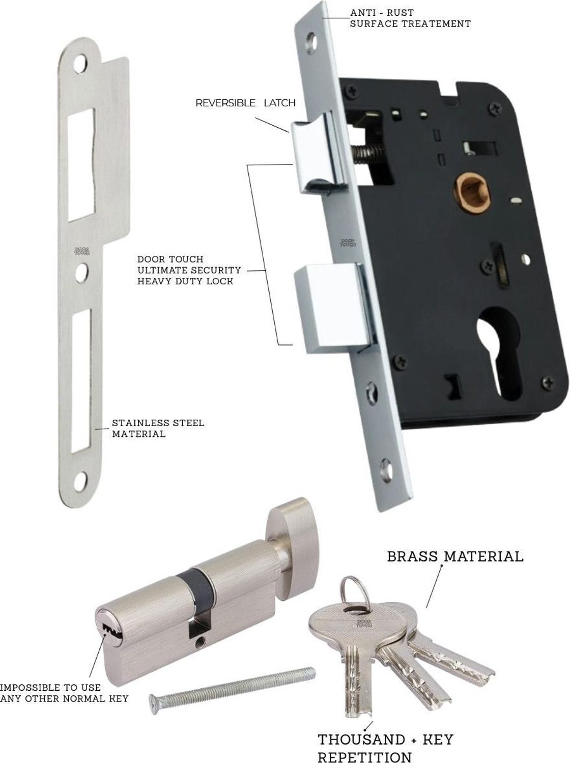 Image of DOOR TOUCH Steel, Brass Matte Handlesets