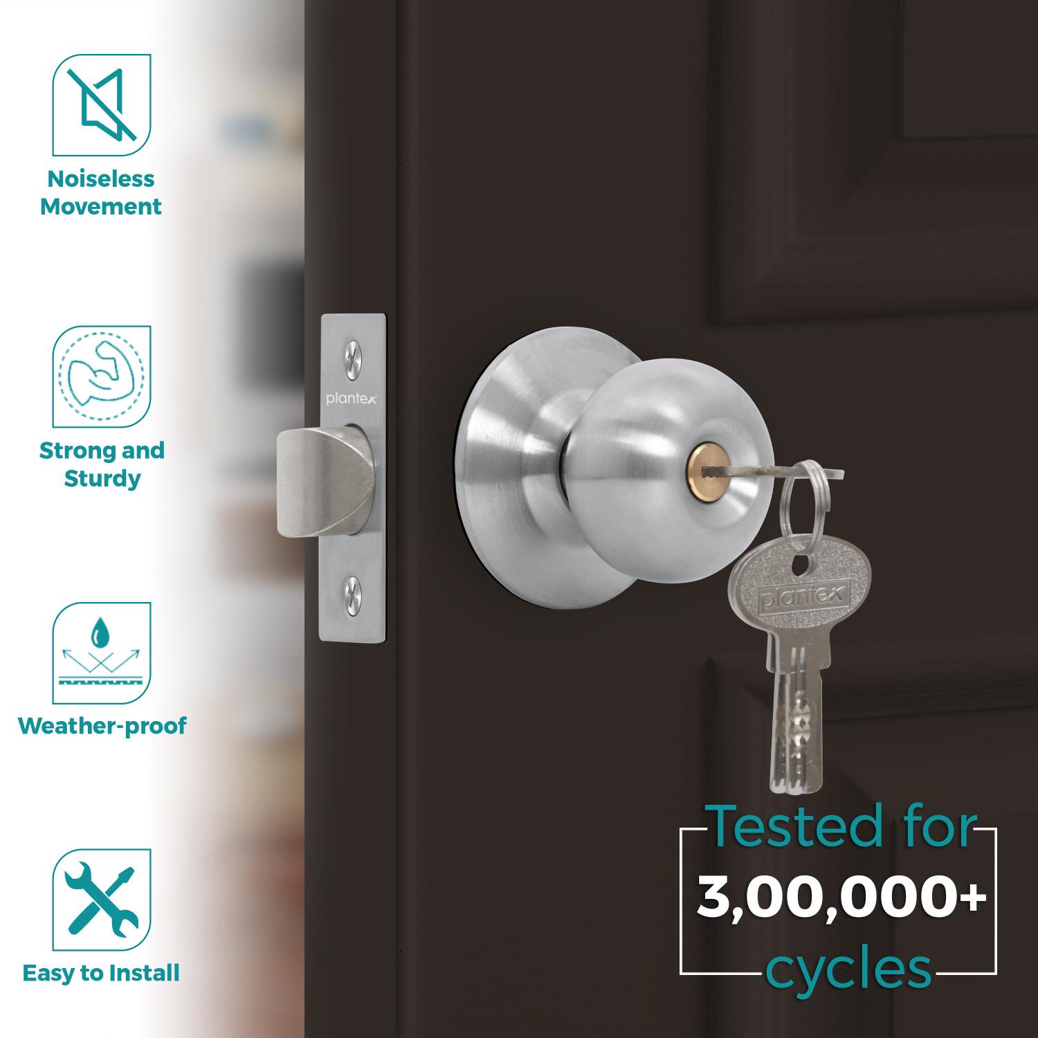 Image of Plantex Stainless Steel Matte Door knobs