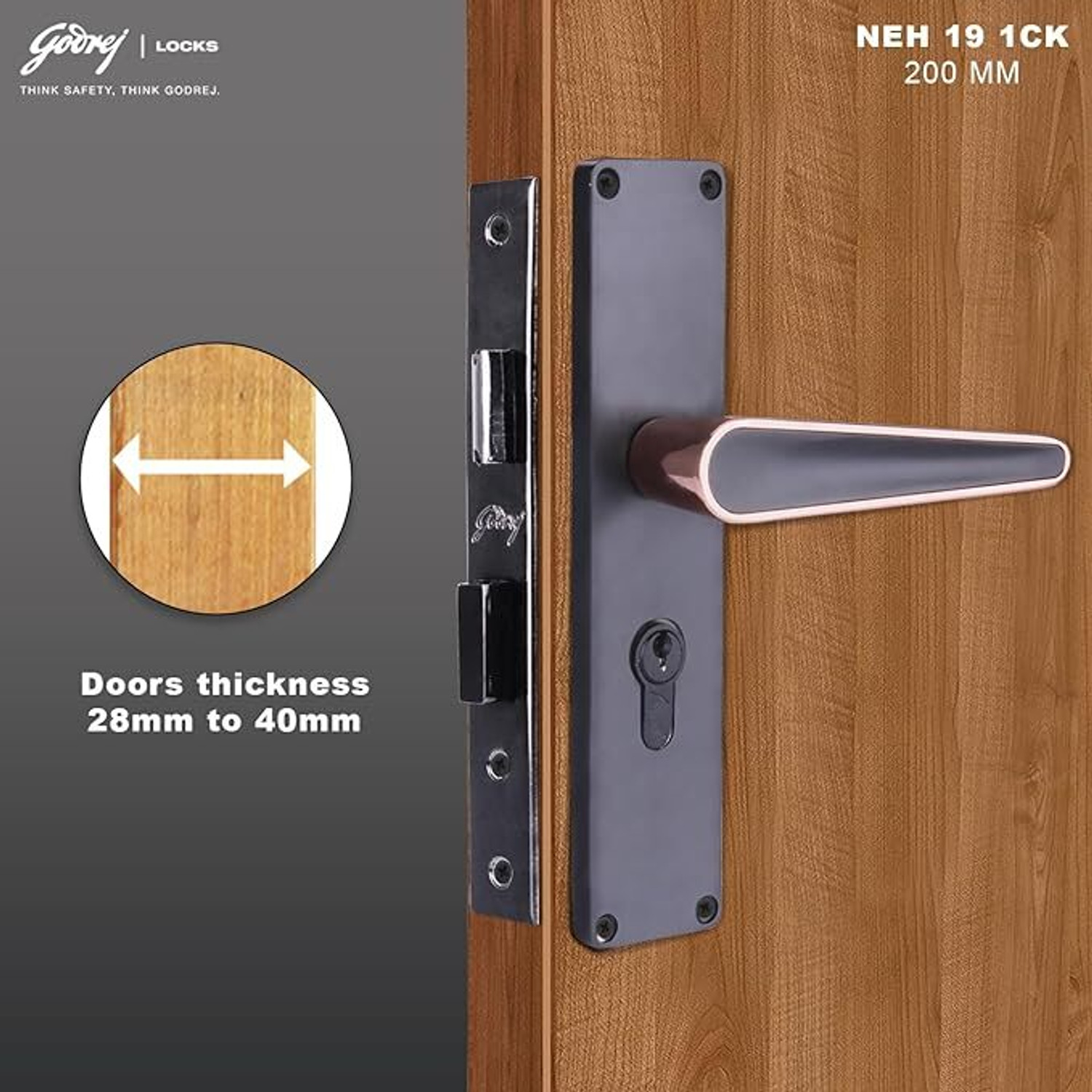 Image of Godrej Locks Steel Matte Handlesets