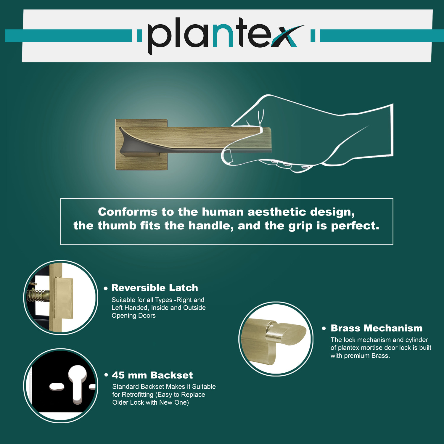 Image of Plantex Zinc Alloy Matte Handlesets