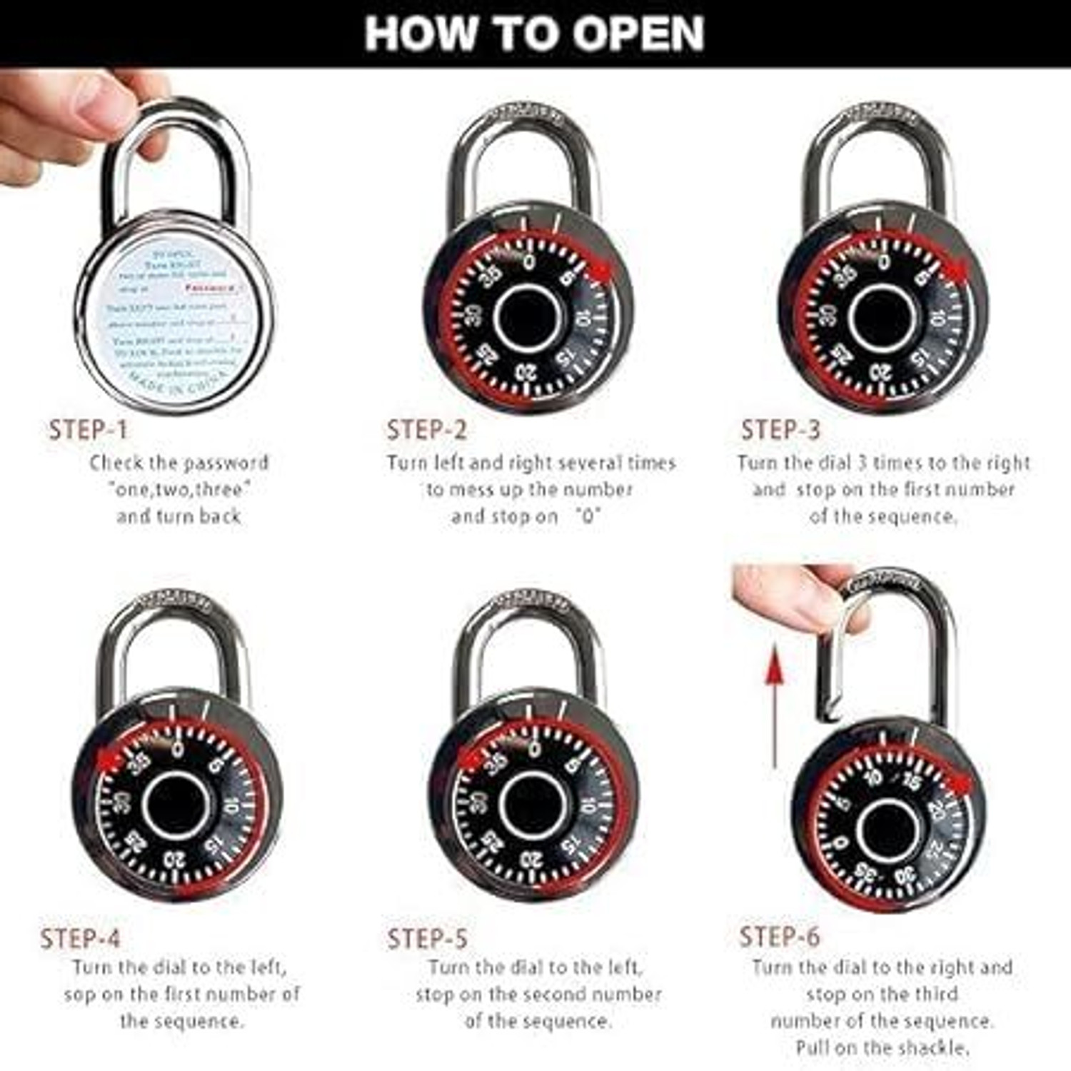 Image of JUPREV Digit Combination Padlock Round Dial Security Lock Combination Lock