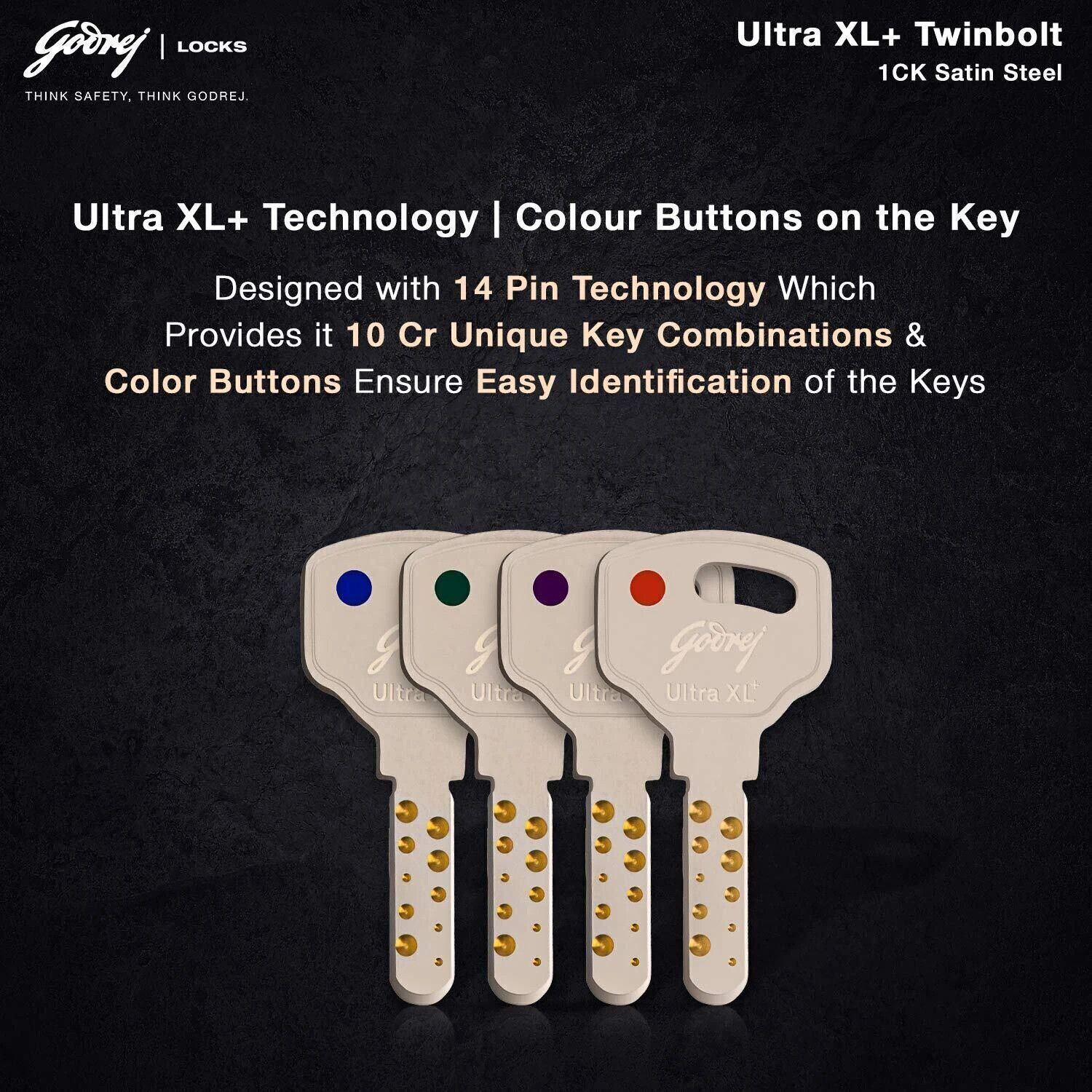 Image of Godrej Locks Steel Glossy Deadbolts