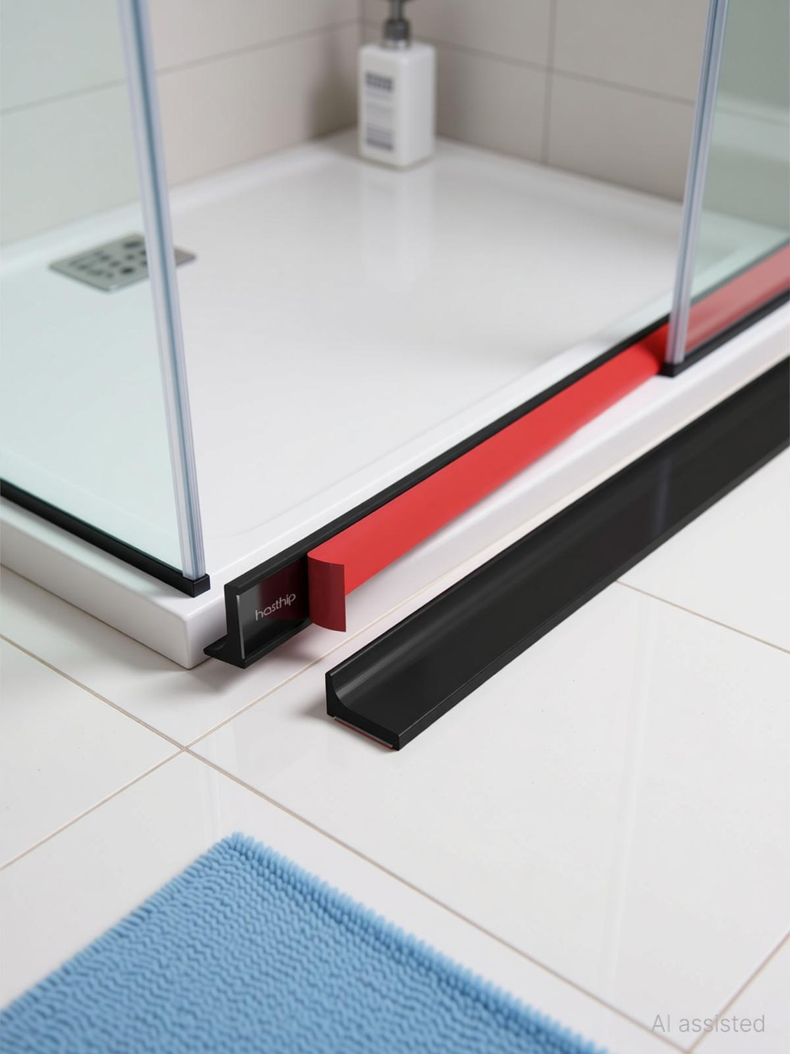 Image of HANNEA Silicone Water Stopper Barrier Strip Silicone Water Stopper 2m Self Adhesive Barrier for Kitchen and Bathroom Door Mounted Door Stopper