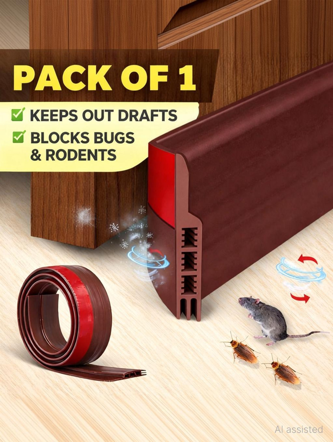 Image of AMBDDED Door Gap Sealing Strip, Dust Insulation Weather Stripping Strip Tape 1M (BROWN) ASH-DS-BROWN Door Mounted Door Stopper