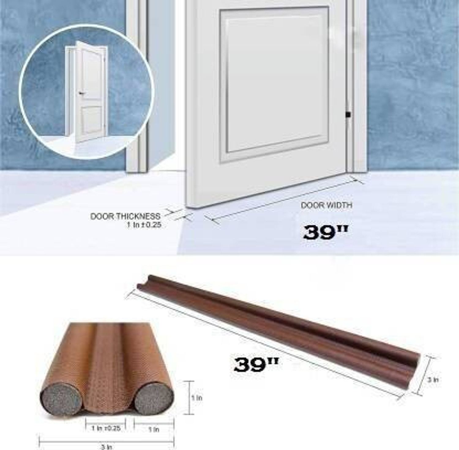 Image of SJY &Door Guard Gap Filler for Door Bottom Seal Strip - Sound-Proof, Reduce Noise, Energy Saving Door Stopper for Reduce Door Dust, Insects Protector (36 inch) pack of 1 Durable Floor Mounted Door Sealing Strip Guard 42inch (pack of 1) Door Mounted Door Stopper
