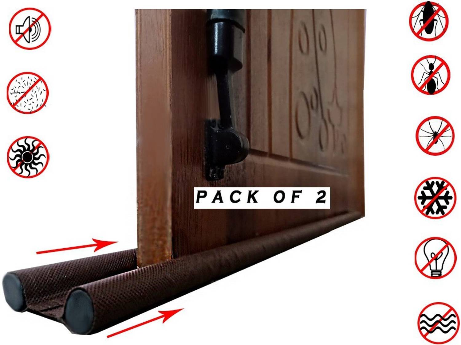 RIMOAL (Pack of 2) Door Seal Guard Gap Filler for Door Bottom Seal Strip | Door Stopper Floor Mounted Door Stopper