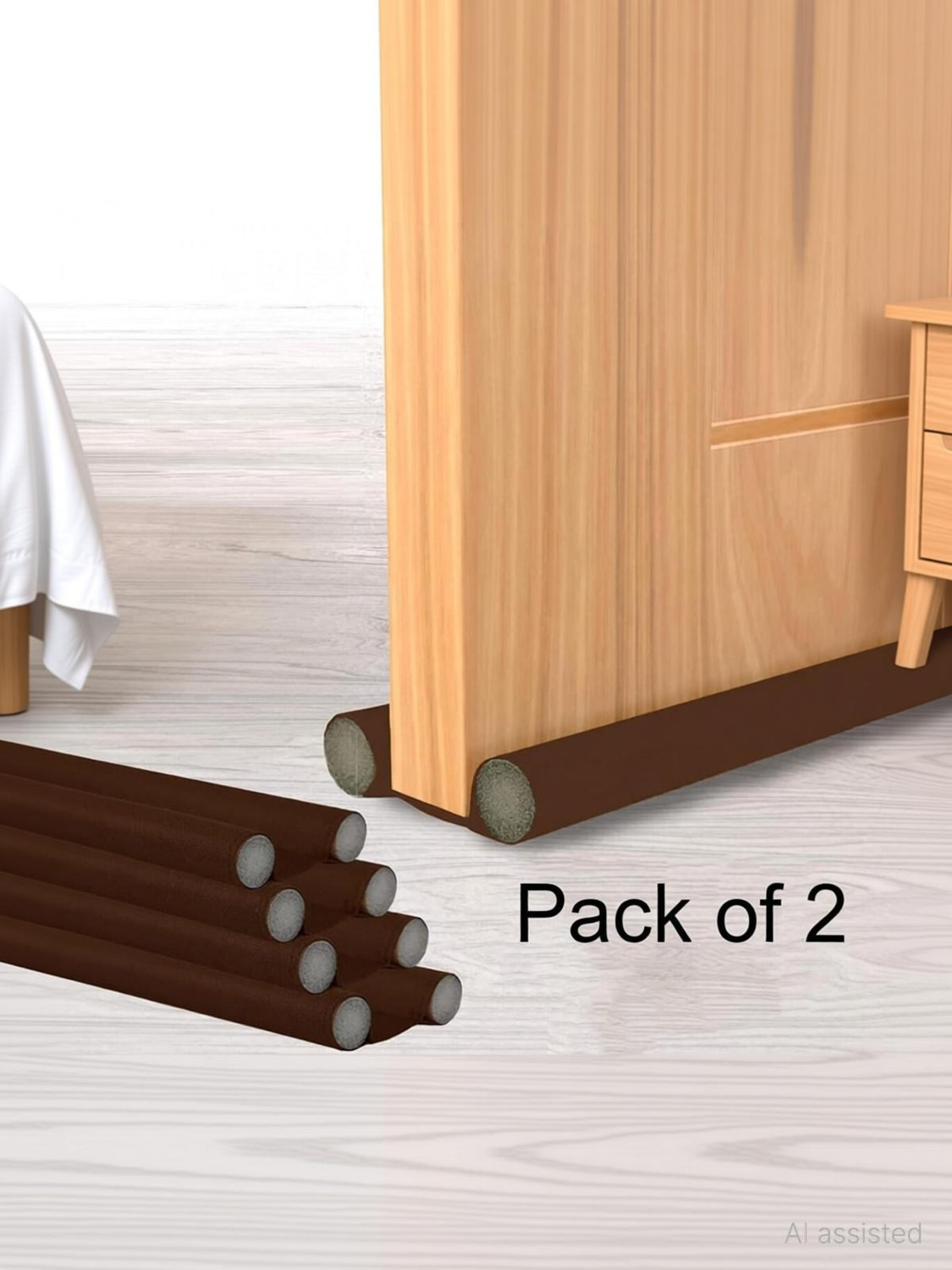 Image of PARIKSHIT Door Guard 39 inchInch pack of 2 Under Door Draft Guard Cover Stop Light Dust Cool Air Escape Protector Floor Mounted Door Stopper (Brown) Floor Mounted Door Stopper