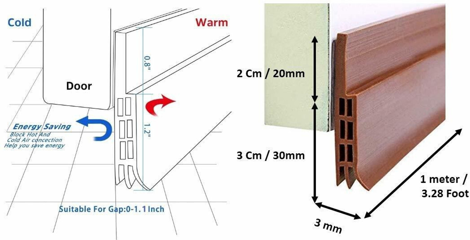 Image of Bellveen Door Gap Sealing Strip, Dust Insulation Weather Stripping Strip Tape 1M Door Draft Stopper Adhesive Tape for Doors Windows and Shower Glass Gaps Door Mounted Door Stopper
