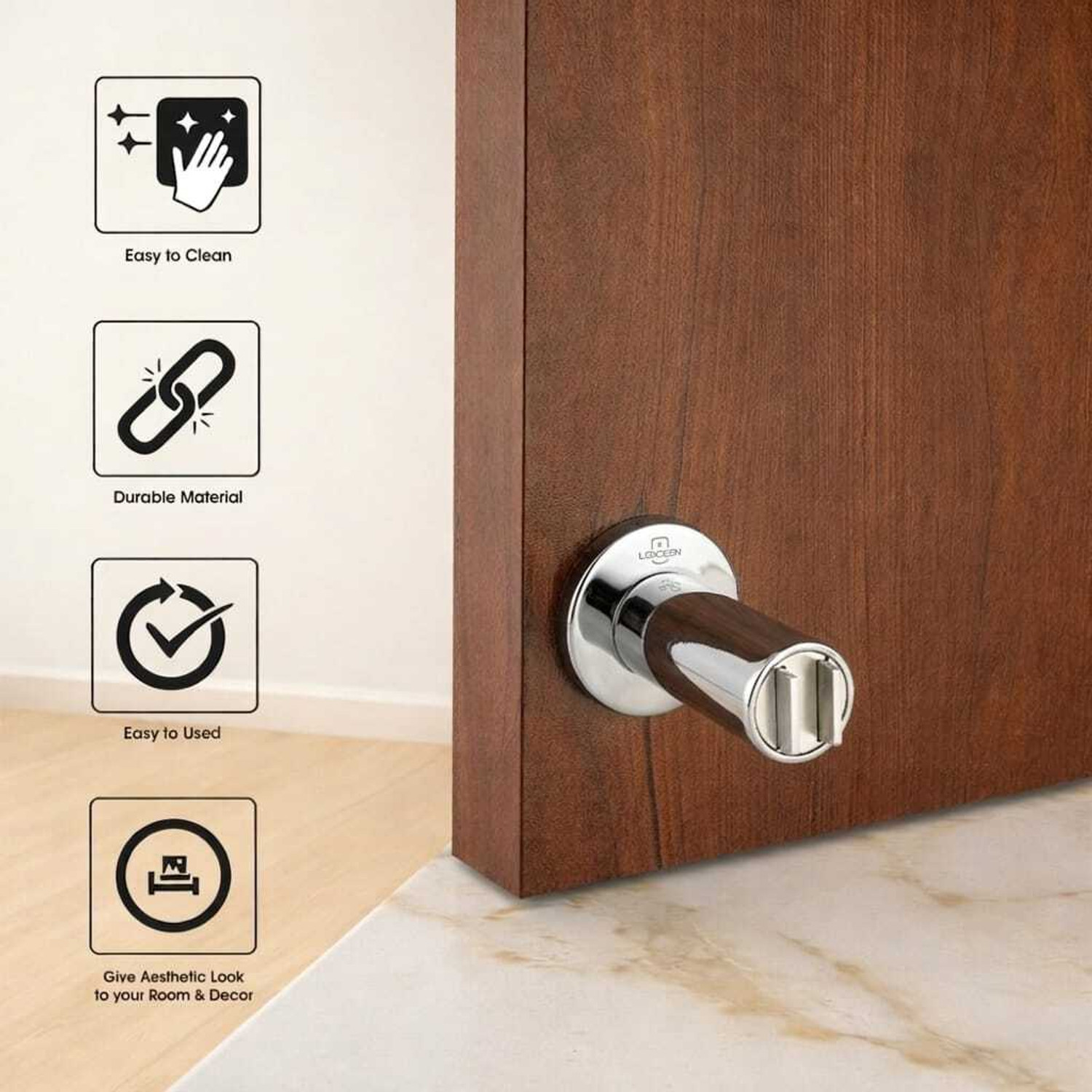 Image of LOXZEN Premium SS Stainless Steel Wall Mounted Door Stopper